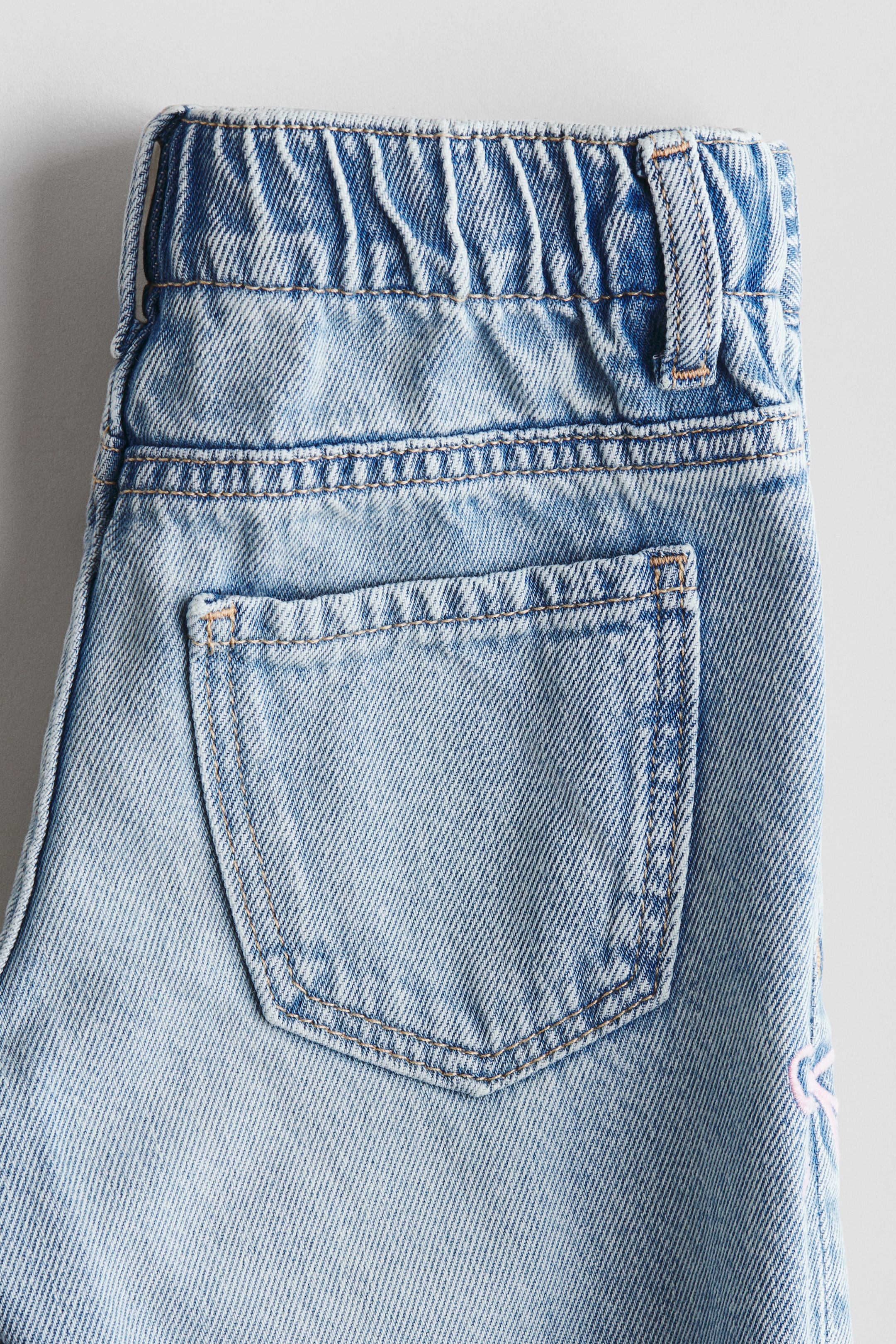View larger image: Wide-Leg Jeans with Motif - Light denim blue/bows - Kids | H&M US 6
