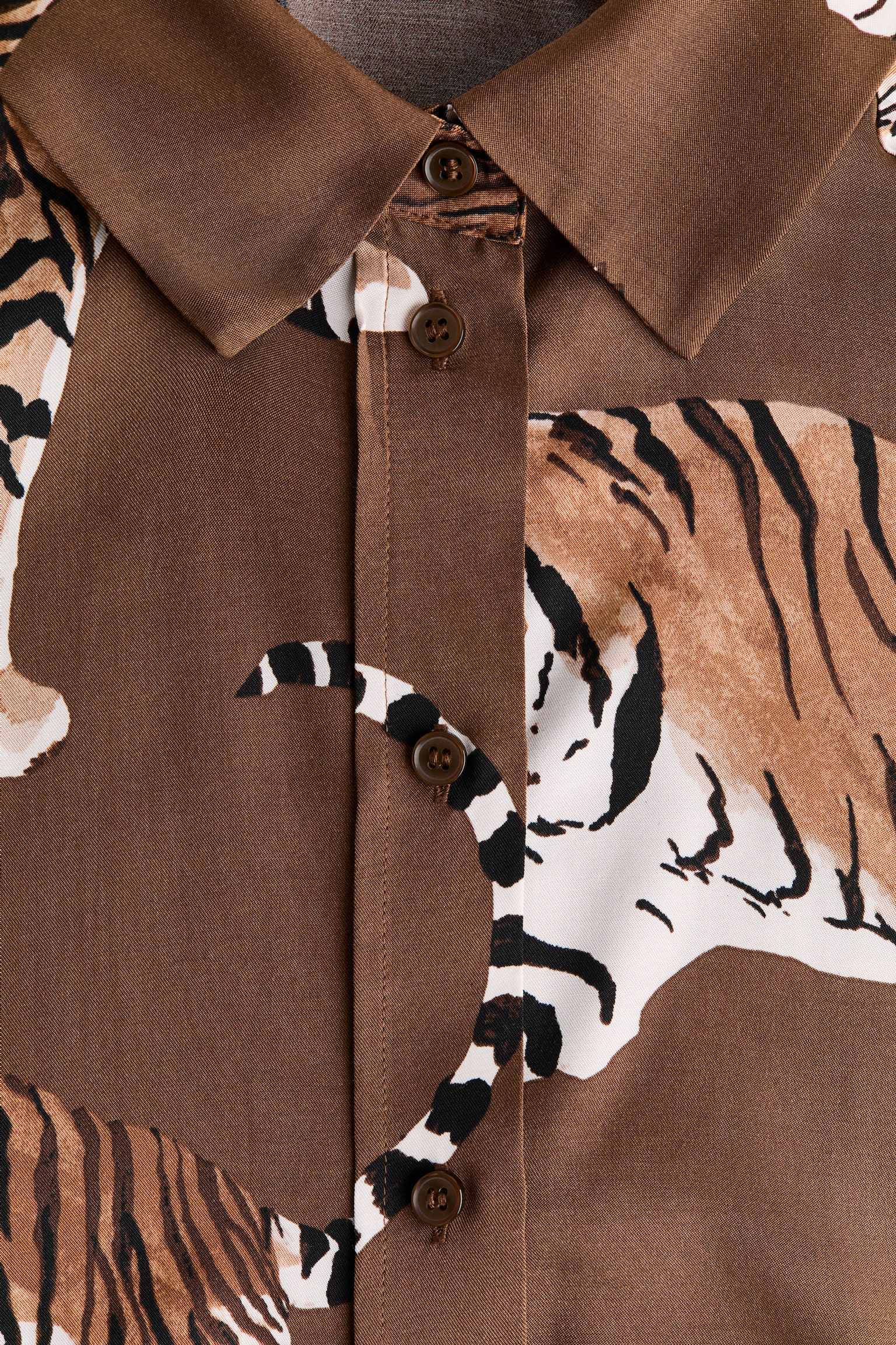 Oversized satin shirt - Brown/Tigers - 3