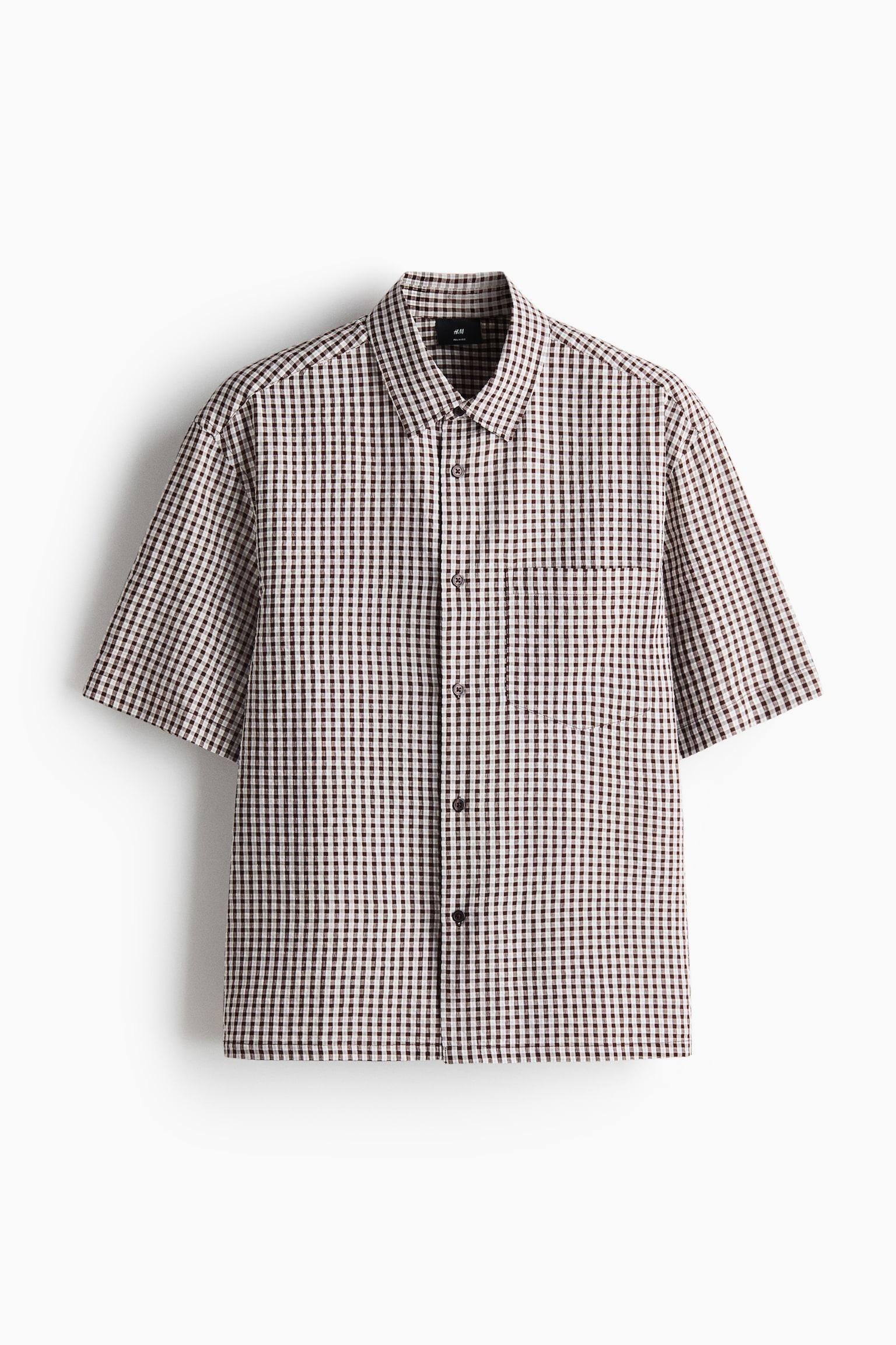 Overhemd met korte mouwen - Relaxed Fit - Bruin/geruit