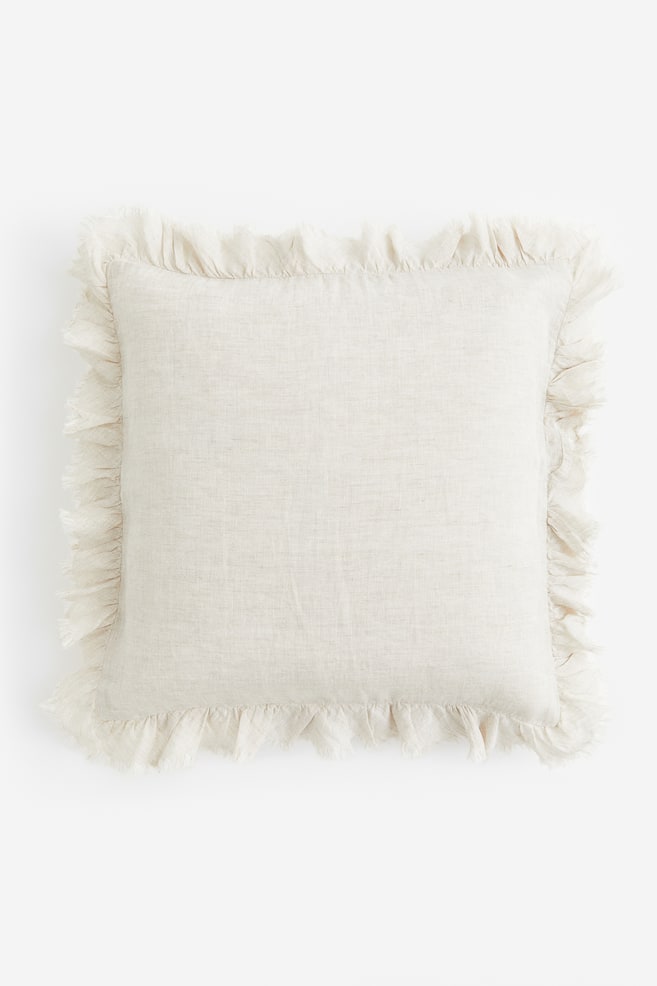 Linen cushion cover - Light beige/Anthracite grey - 1