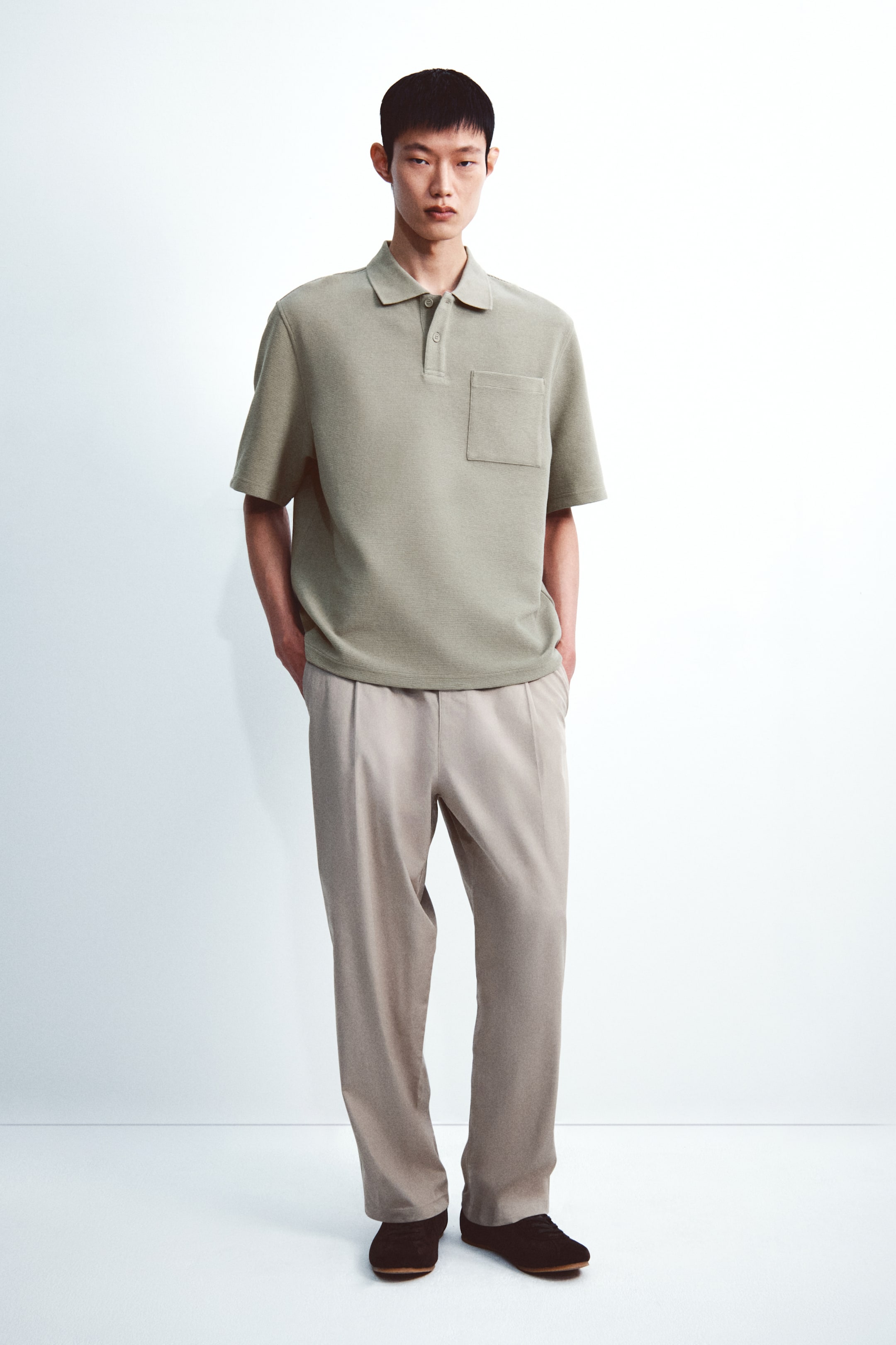View larger image: Loose Fit Polo shirt - Light khaki green - Men | H&M MY 2