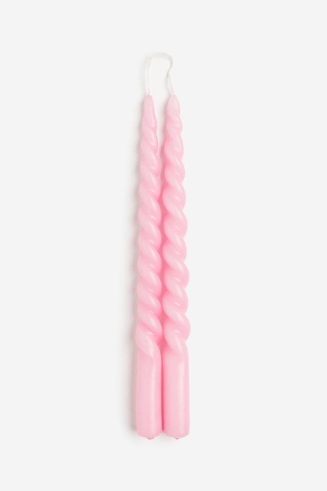 2-pack spiral candles - Pink/Beige/Light beige/Khaki green - 1
