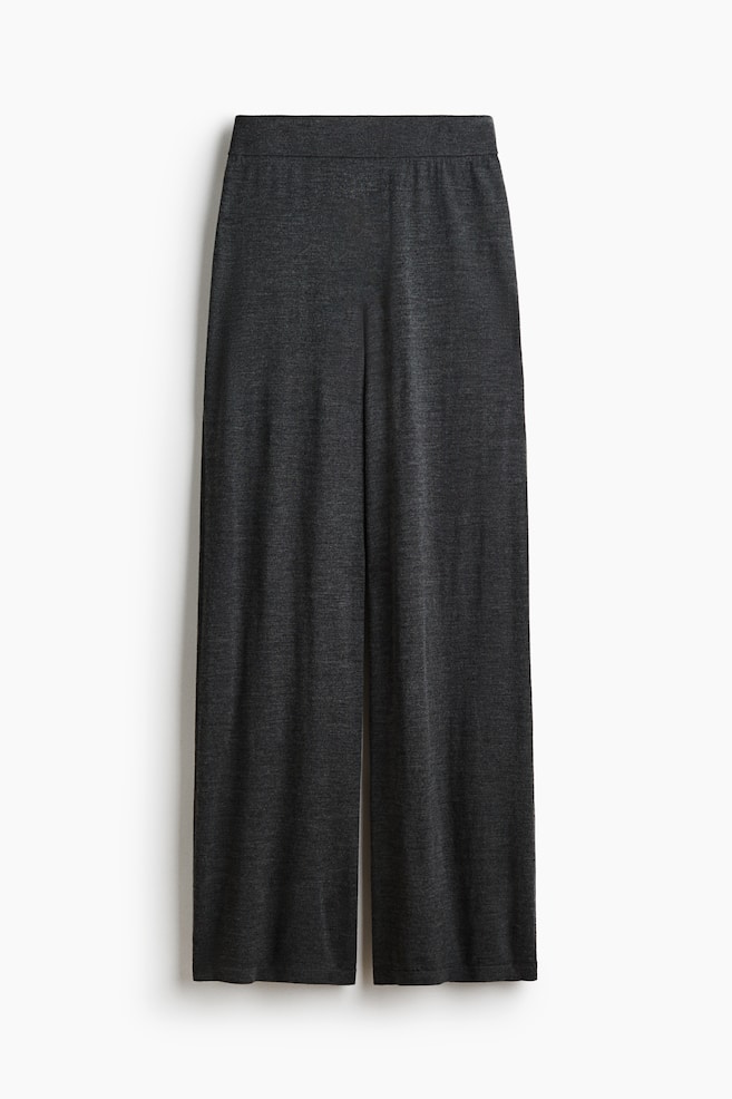 Fine-Knit Merino Wool Pants - Dark gray melange - 1