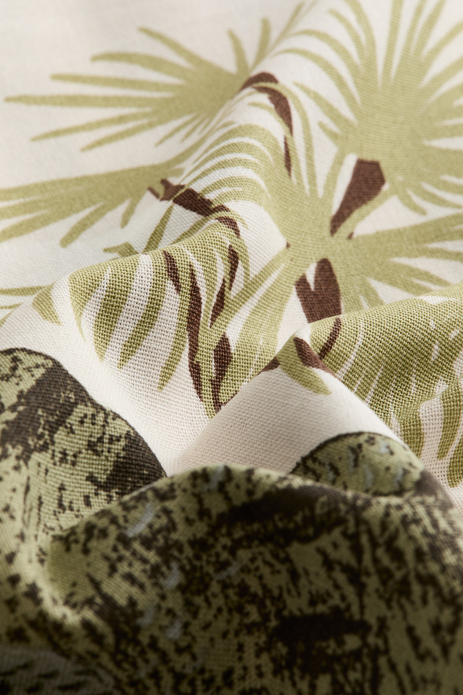 כיסוי לכרית נוי מקנבס כותנה עם הדפס - בז' בהיר/טי-רקס/ירוק חאקי בהיר/דינוזאור - 3