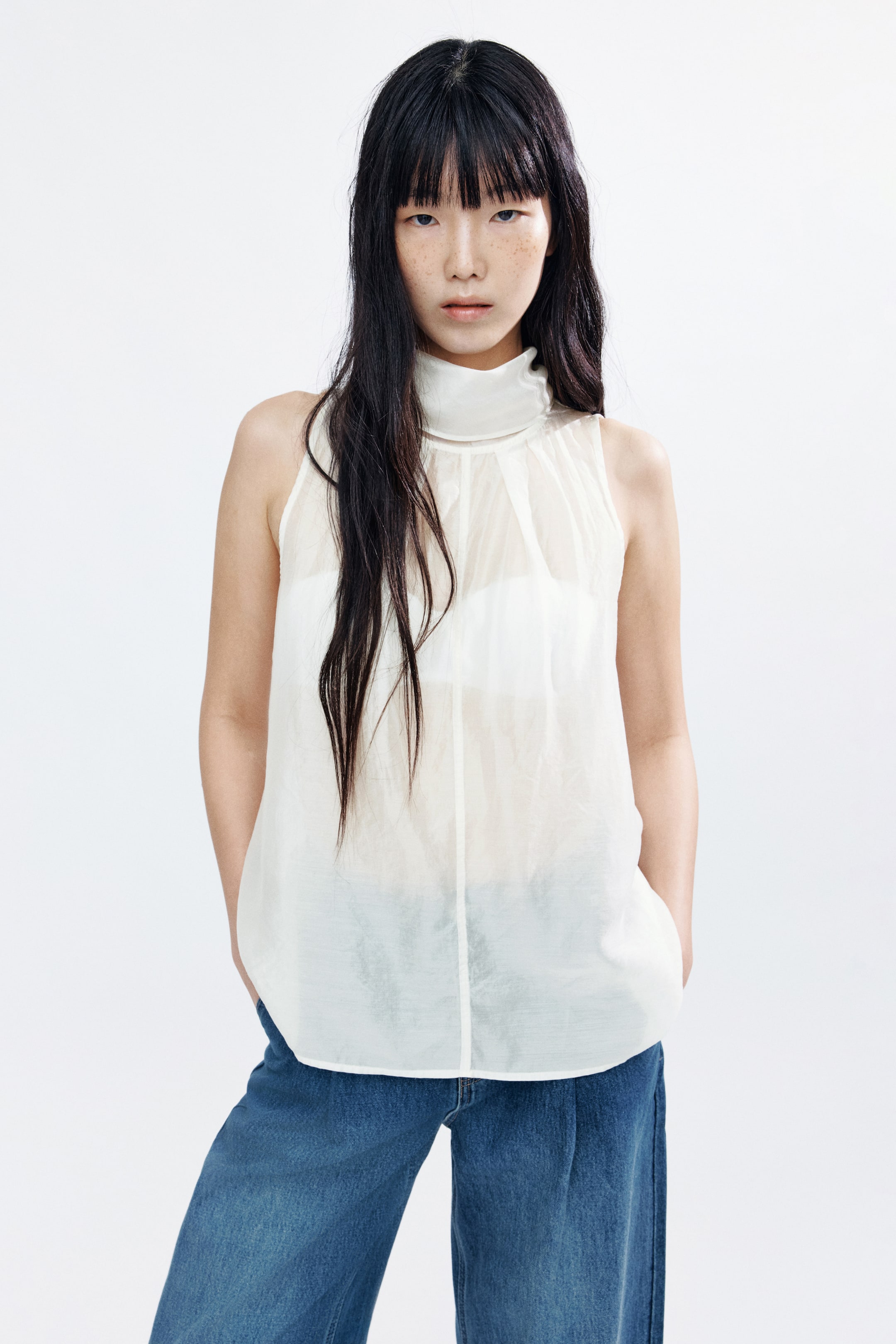 拡大画像を表示: スカーフカラー レーヨンブレンドブラウス - クリーム - レディース | H&M JP 1