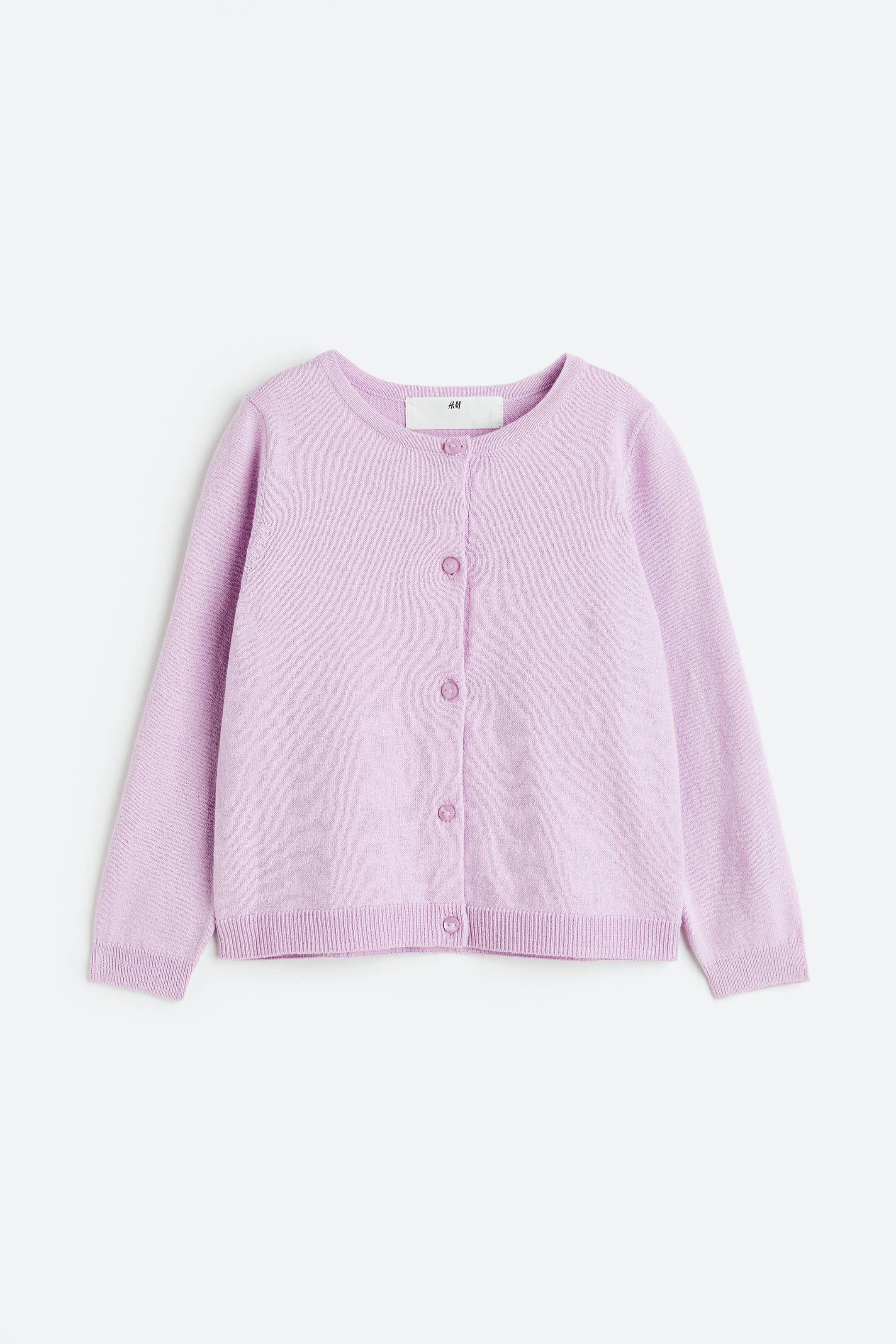View larger image: Fine-knit cotton cardigan - Light purple - Kids | H&M 1