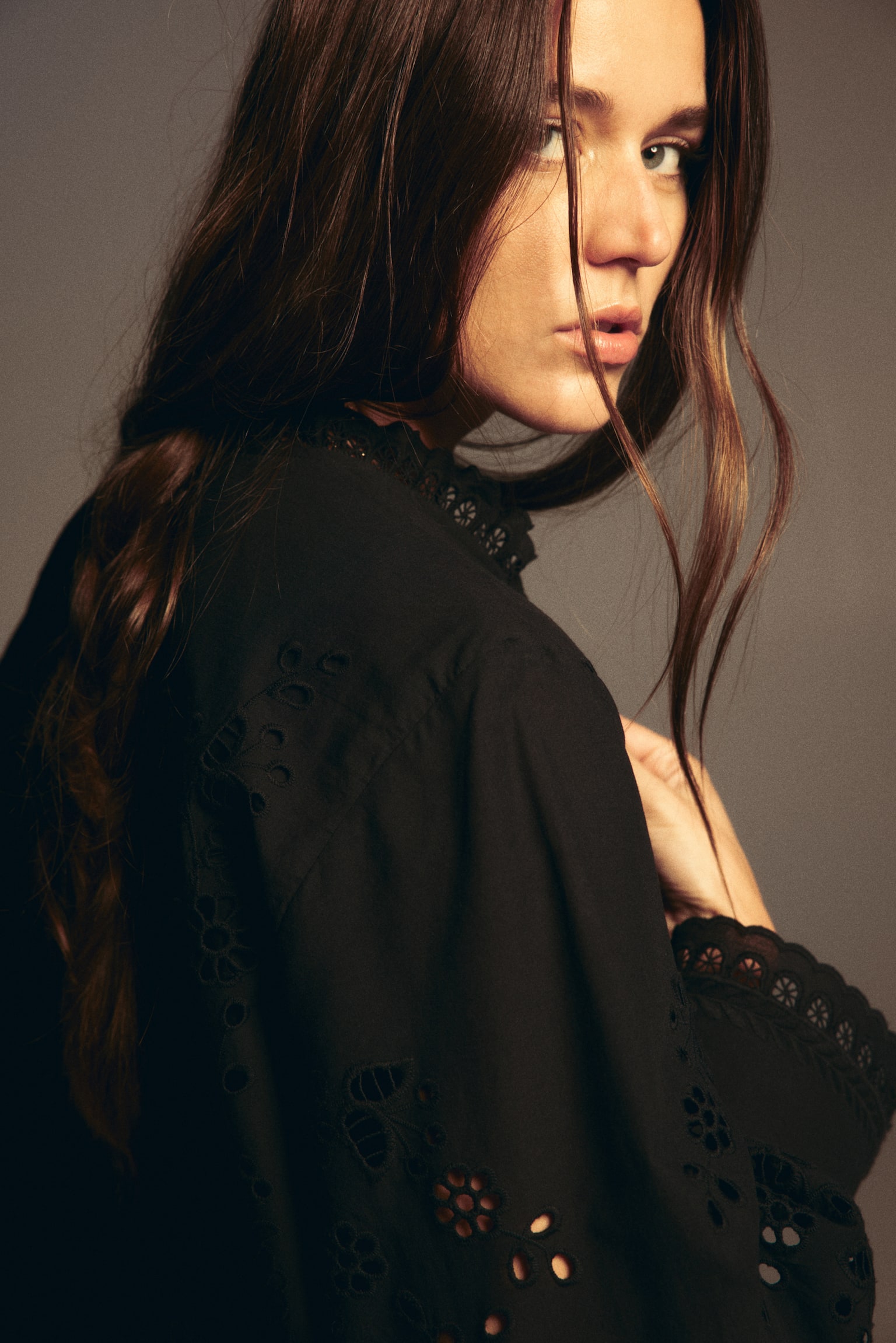 Broderie anglaise dress - Black - 4