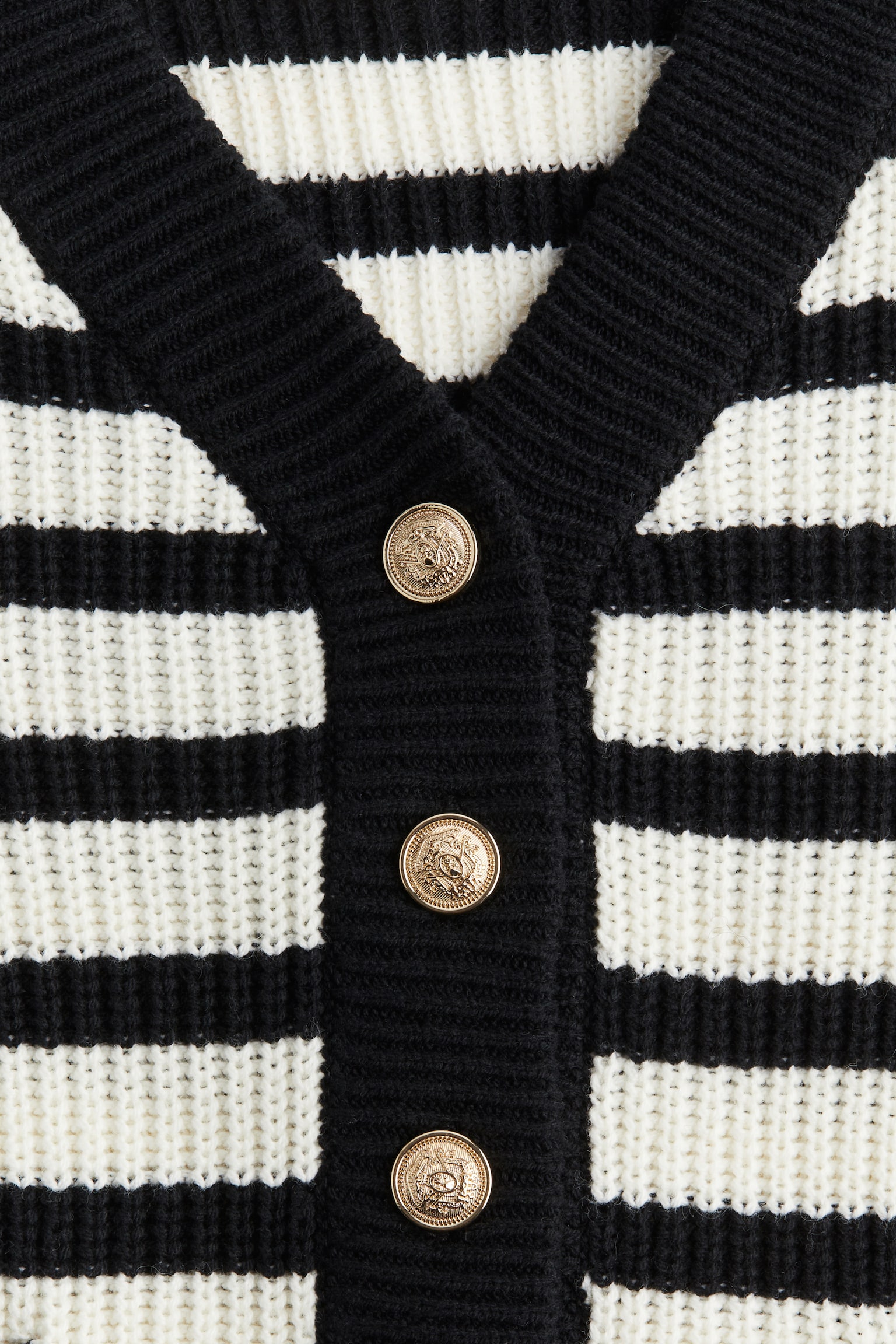 Rib-knit cardigan - White/Black striped - 4