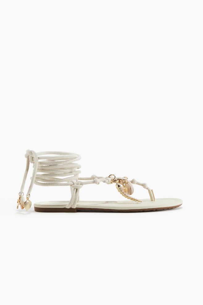 Pendant-detail sandals - Cream - 1
