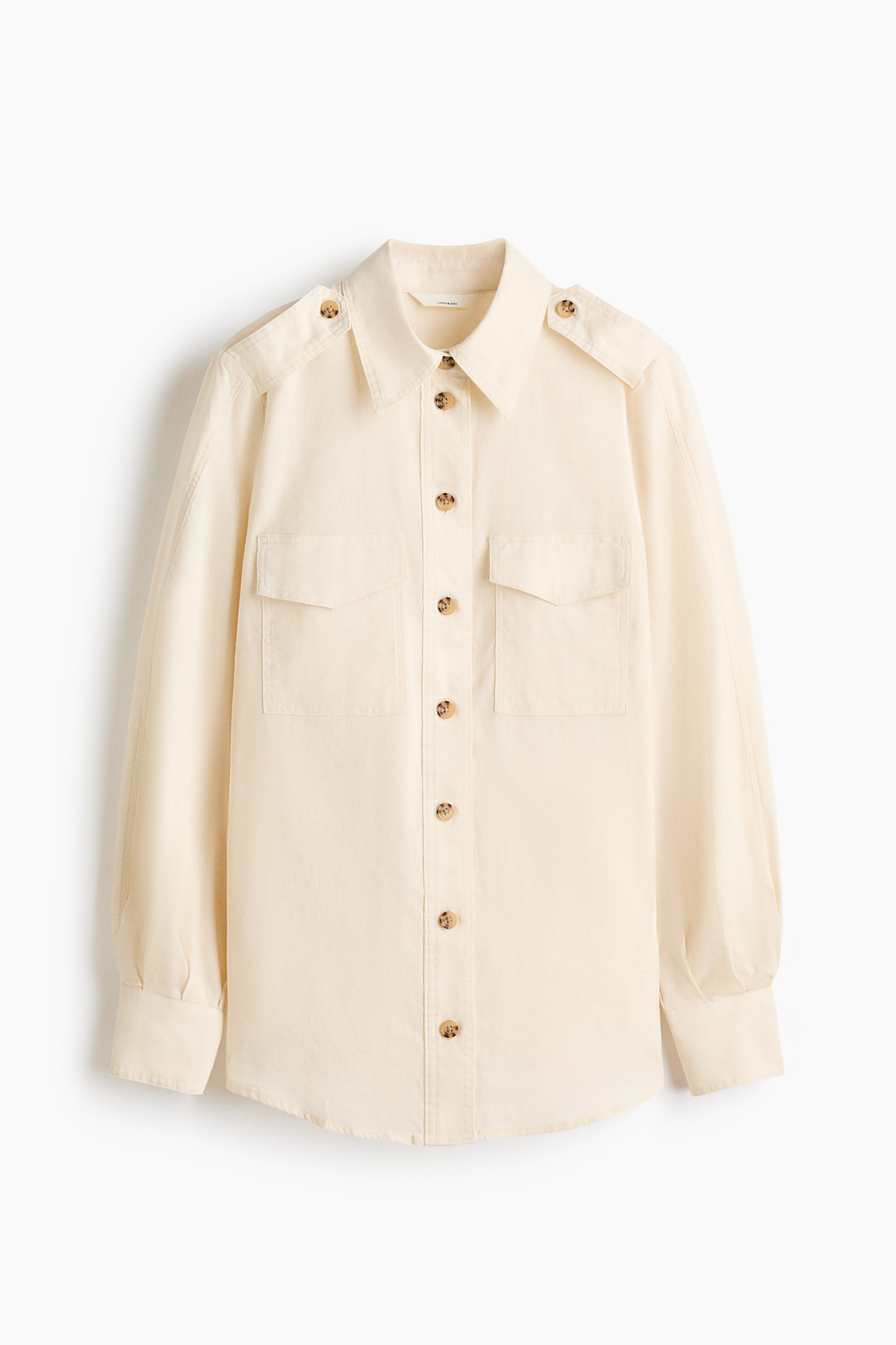 Camicia cargo in misto lino - Crema - 1