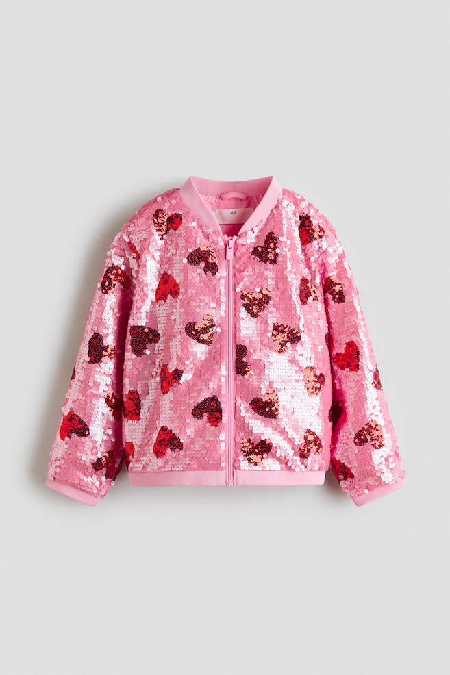 Bomber à sequins - Rose/cœurs/Rose/cœurs/Rose/sequins - 1