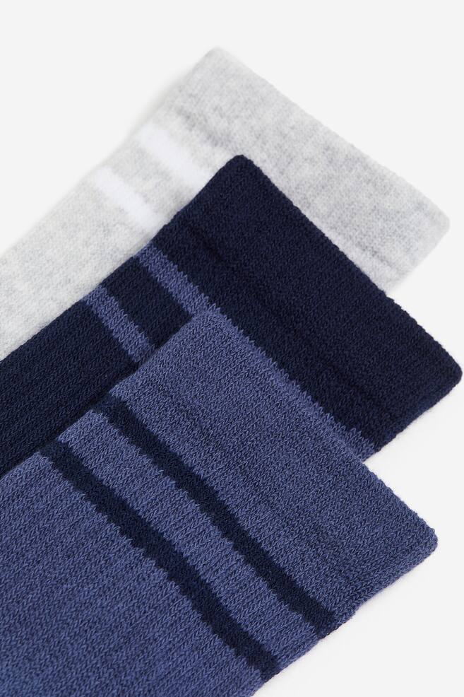3-pack DryMove™ sports socks - Navy blue/Blue/Light grey marl/White/Black/Striped/Pink/Striped - 2