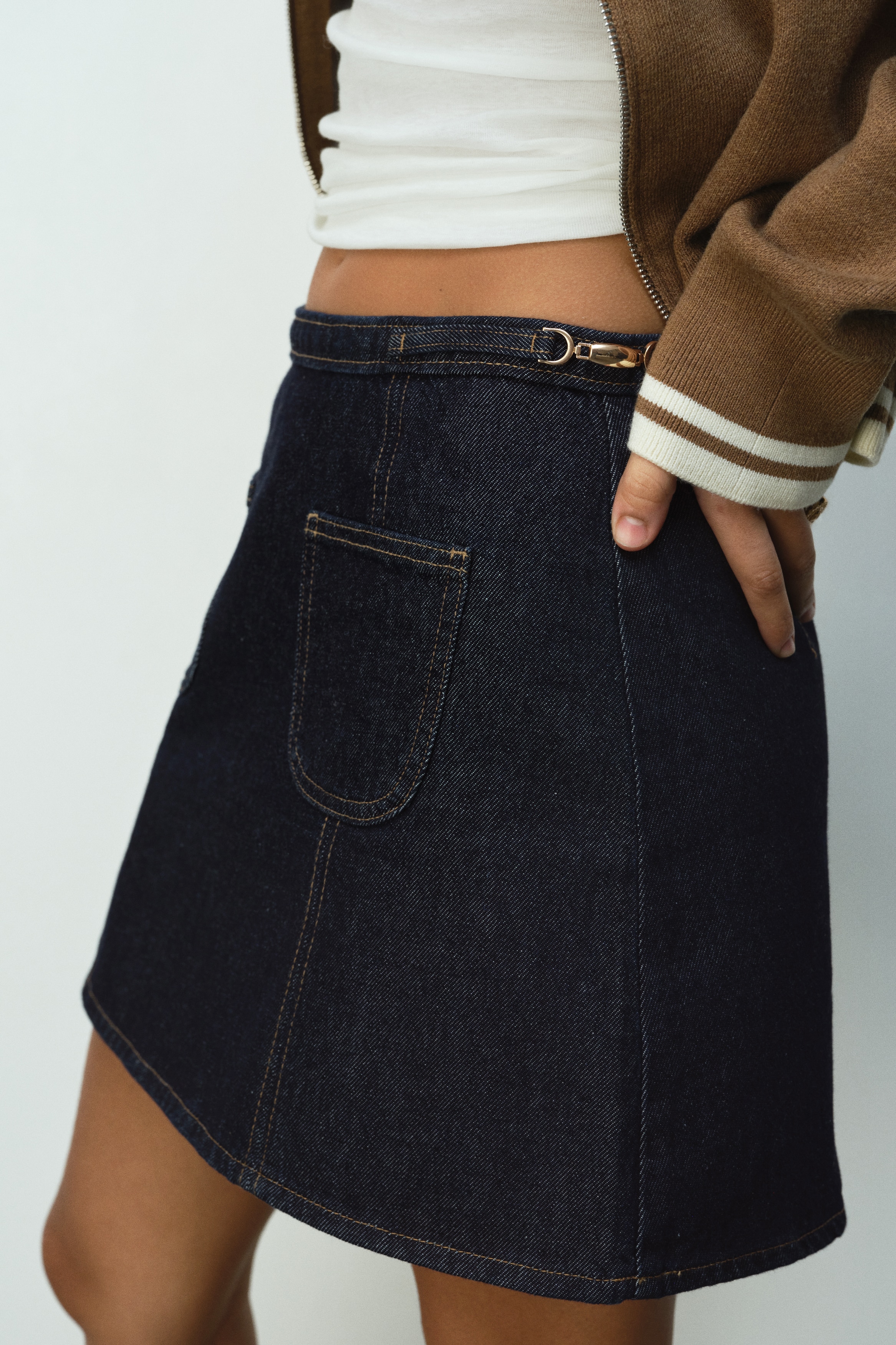 A-line denim skirt