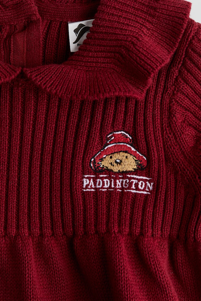Rib-Knit Cotton Dress - Dark red/Paddington Bear - 2
