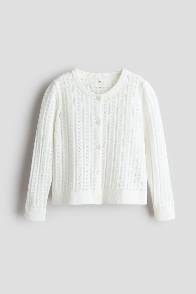 Pointelle-knit cotton cardigan - White/Cream/Light mole/Dusty purple/Light purple/Yellow/Light pink/Light beige/Light blue - 1