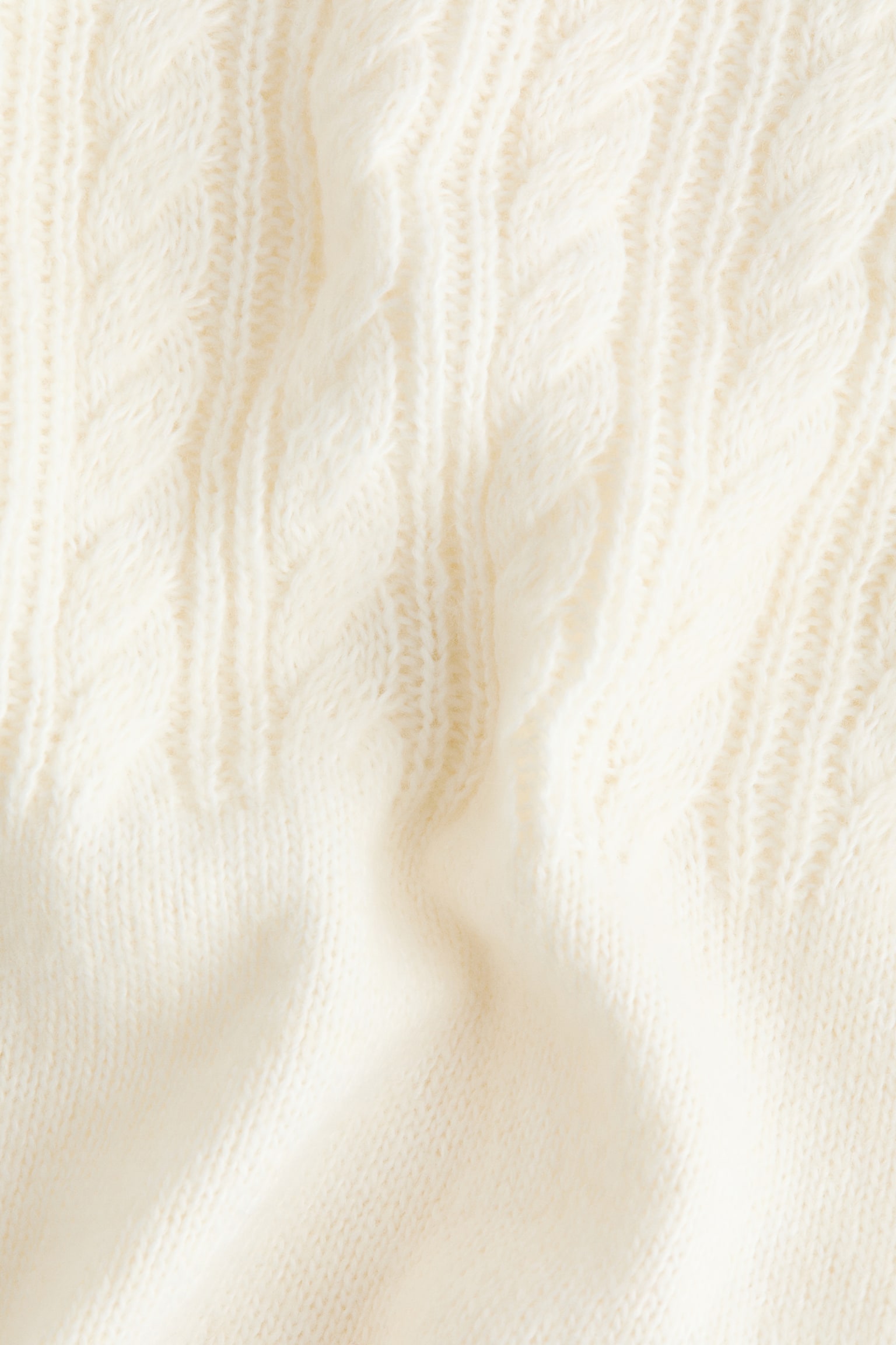 케이블 니트 후디 - 크림/그레이 멜란지 - 3