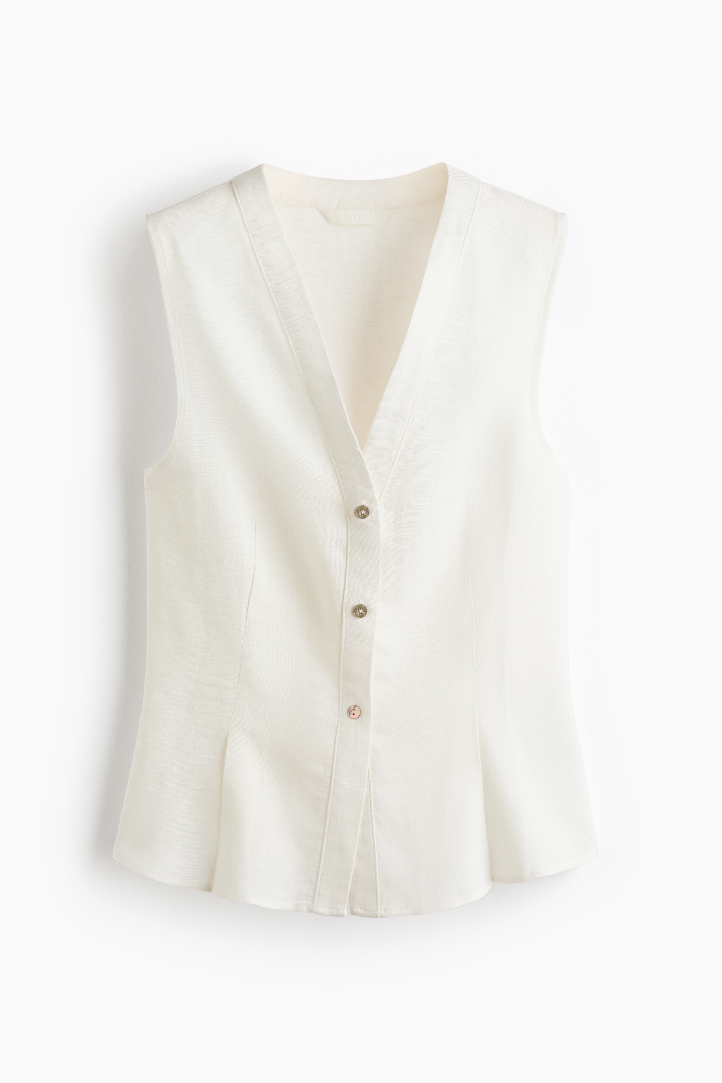 Linen-Blend V-Neck Vest - Cream/Dark plum red/Beige