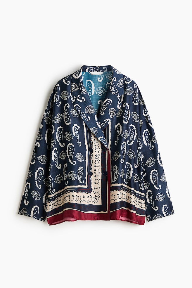 Blazer imprimé à fermeture croisée - Bleu marine/motif cachemire - 1
