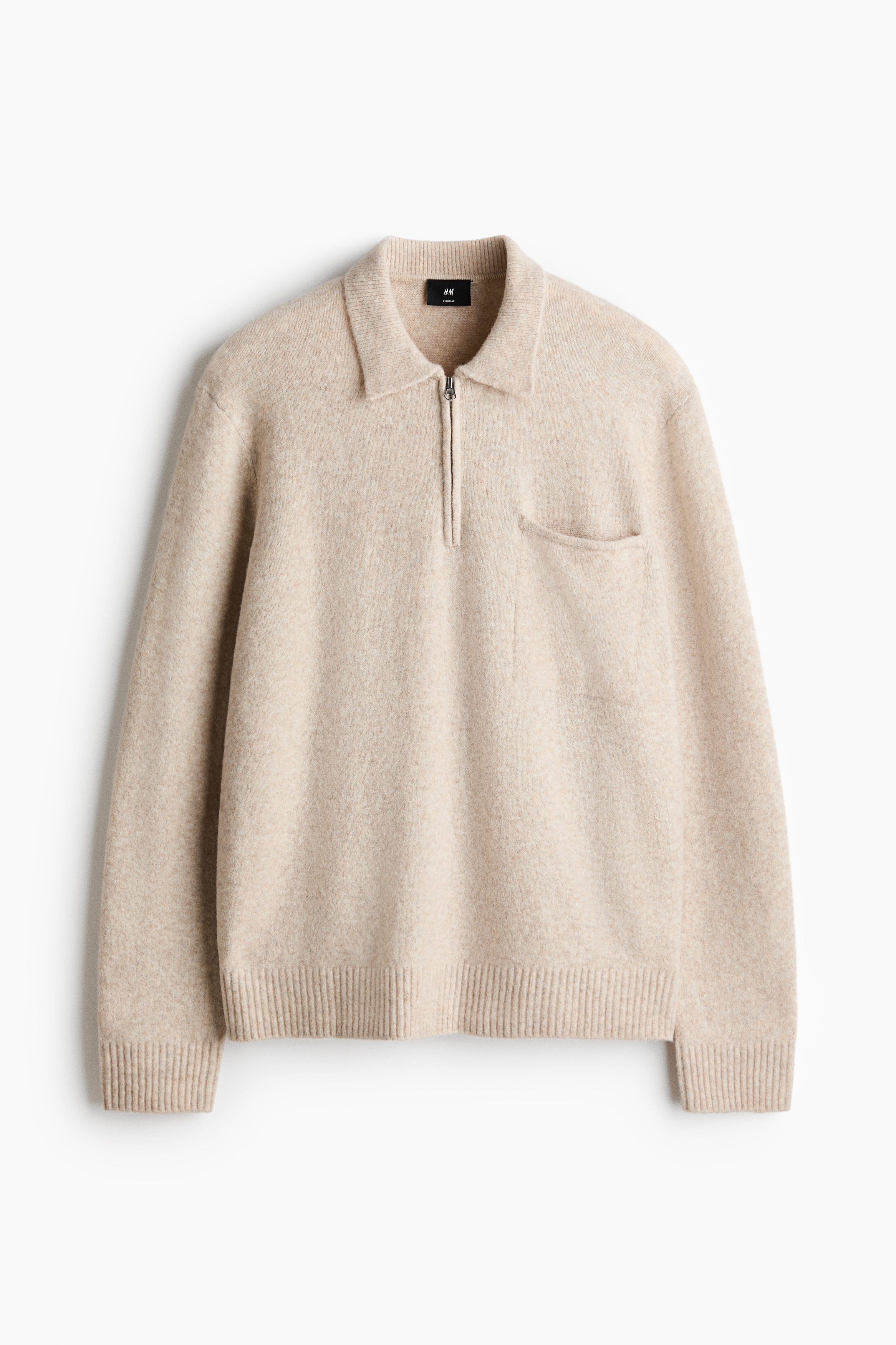 Regular Fit Knitted polo shirt - Light beige marl/Dark grey marl/Navy blue/Dark purple