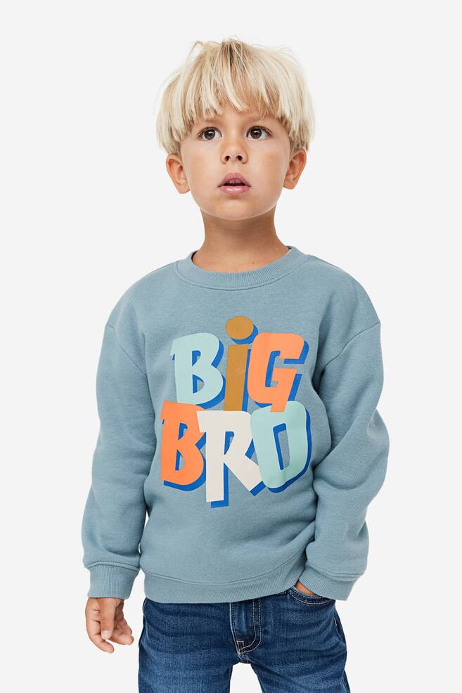 Printed sibling sweatshirt - Dusty turquoise/Big Bro/Turquoise/Little bro - 1