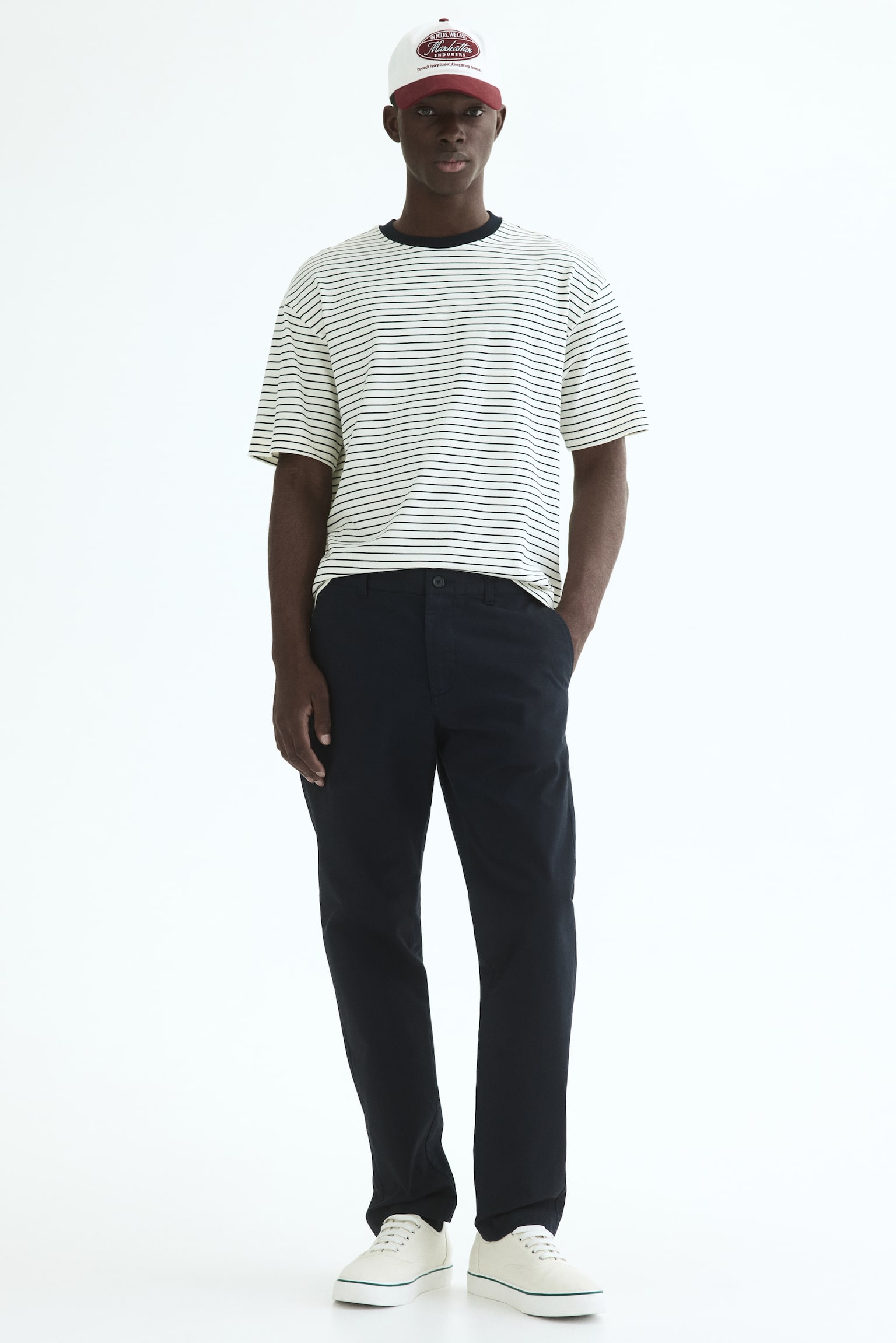 Бавовняні штани чінос Slim Fit - Темно-синій/Темно-бежевий/Світло-бежевий/Чорний - 1
