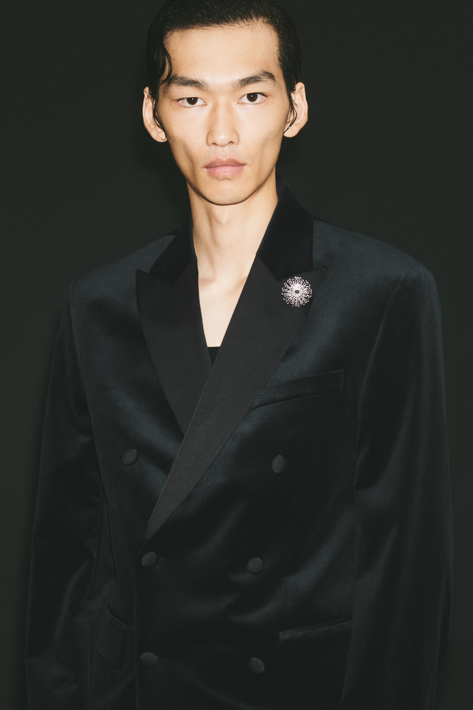 Мужская куртка H&M Regular-Fit Double-Breasted Velvet, цвет: Чёрный — фото 2
