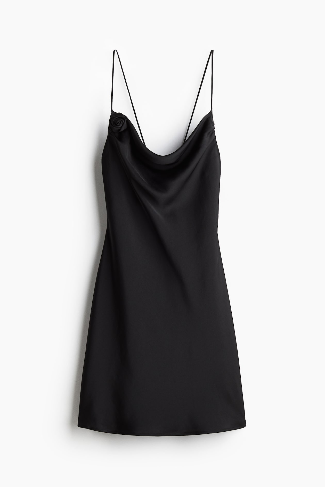 h and m black slip dress Women's Black Lace-Trimmed Satin Slip Dress