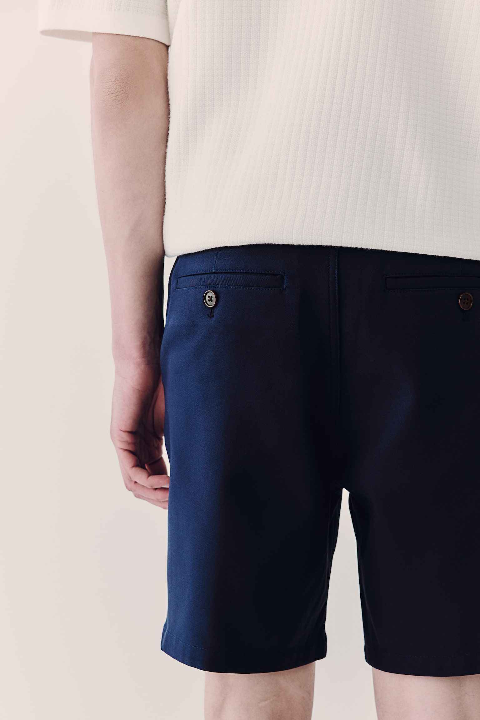 Regular Fit Chino shorts - Navy blue/White/Beige - 6