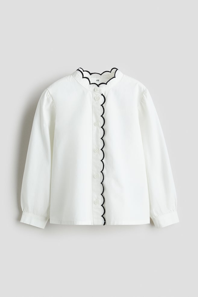 Cotton poplin blouse - White/White/Bows - 1