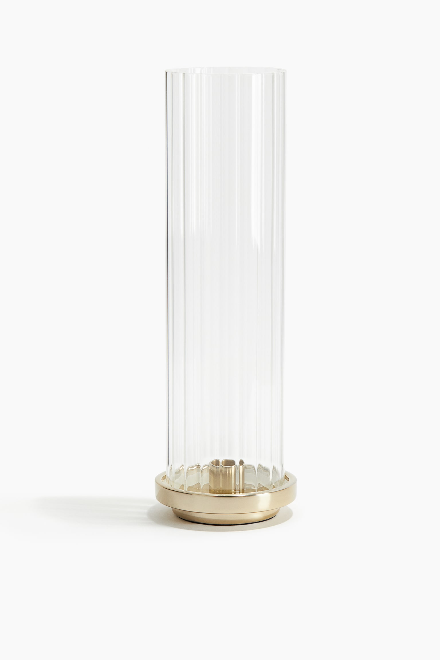 Candle lantern in clear fluted glass - Gold-coloured - 3