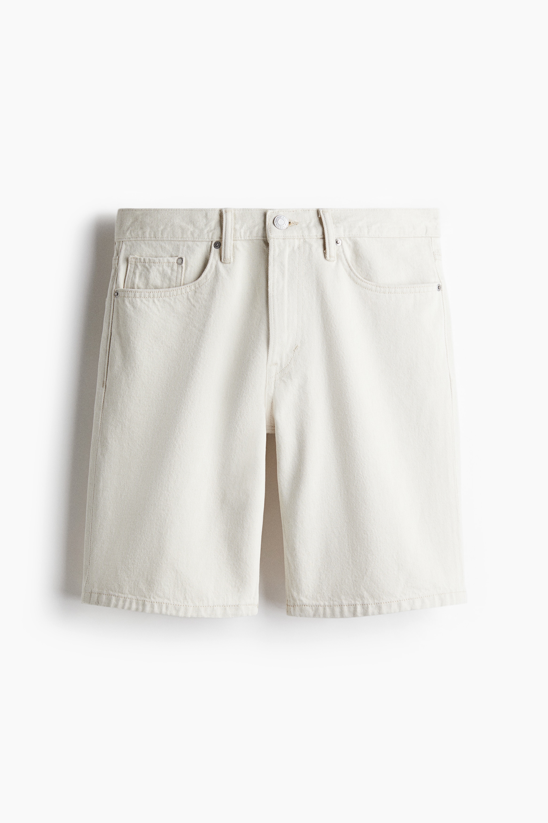 Calções em ganga Regular - Bege/Preto