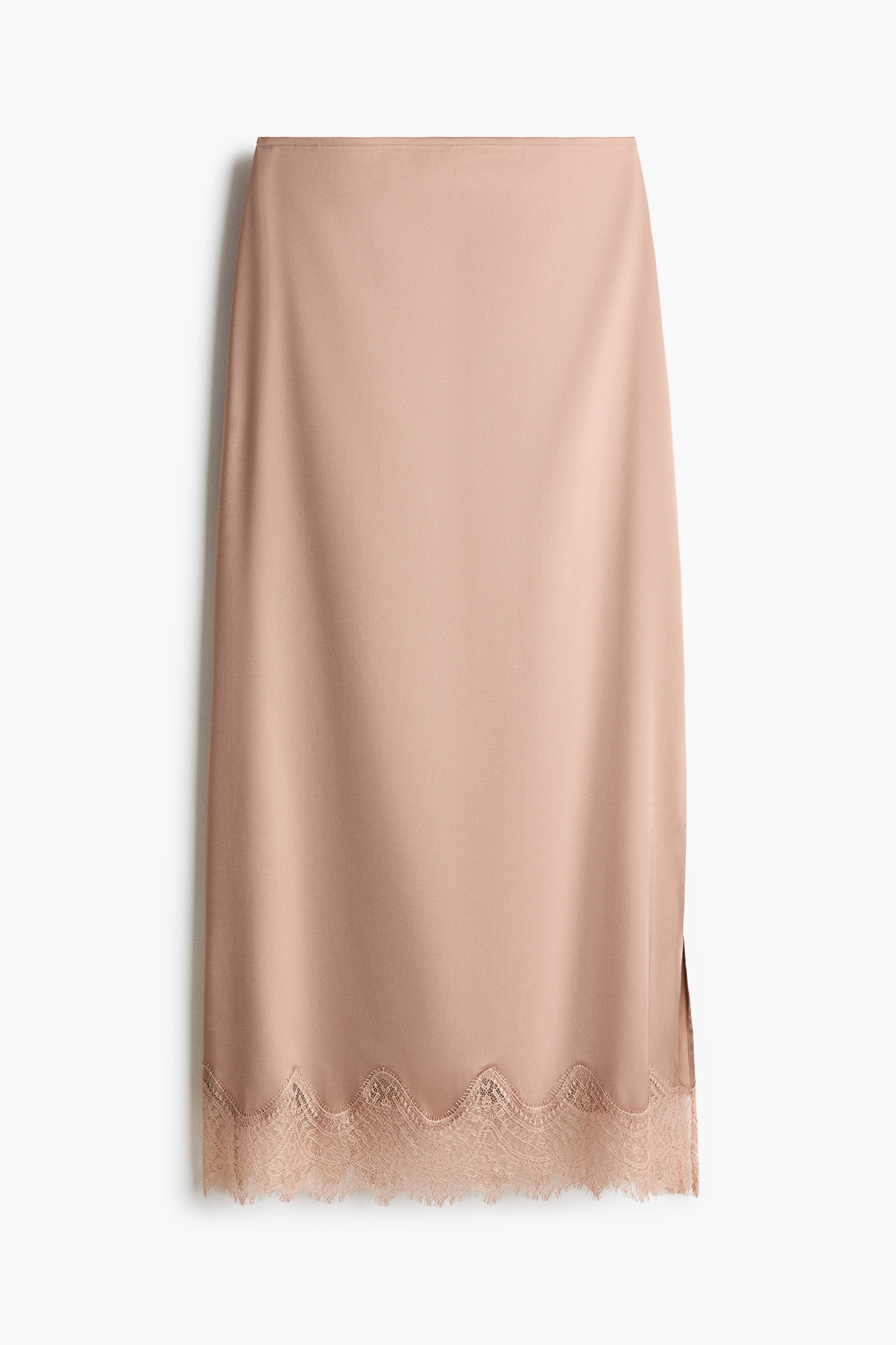 Lace-trimmed satin skirt - Beige/Black