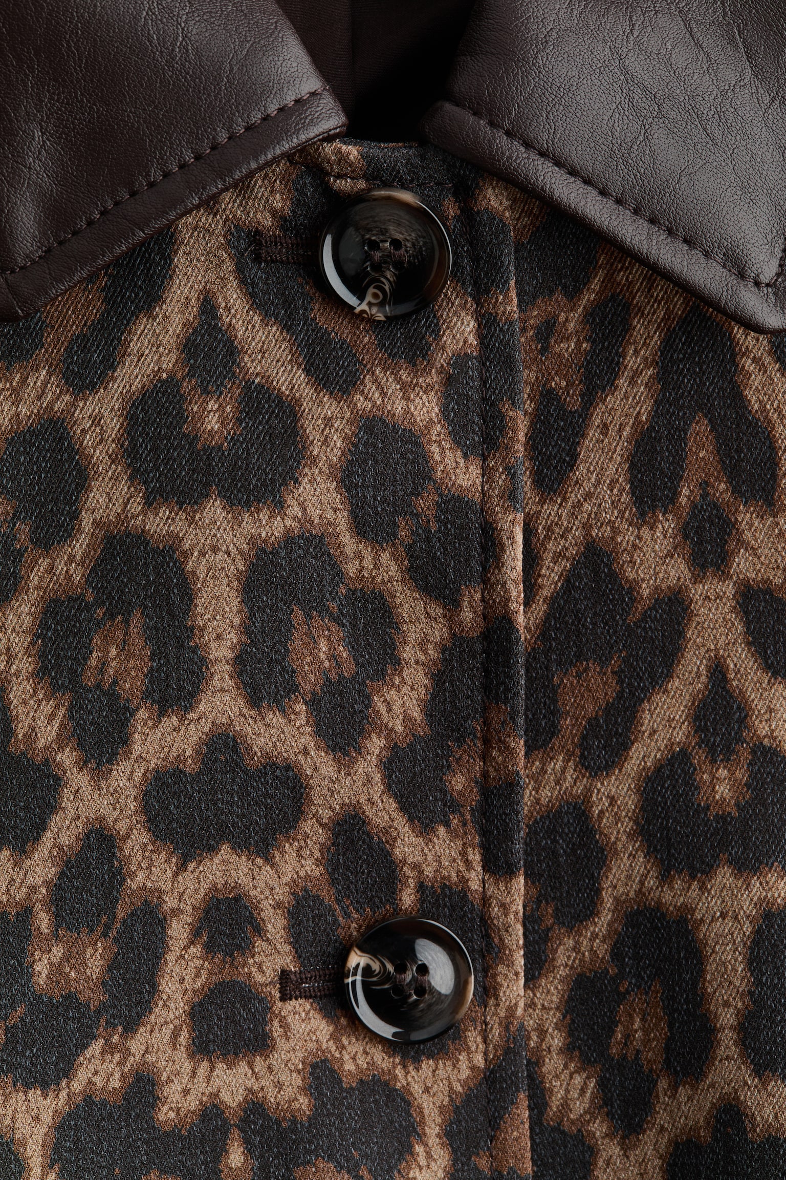Twill car coat - Brown/Leopard print - 2