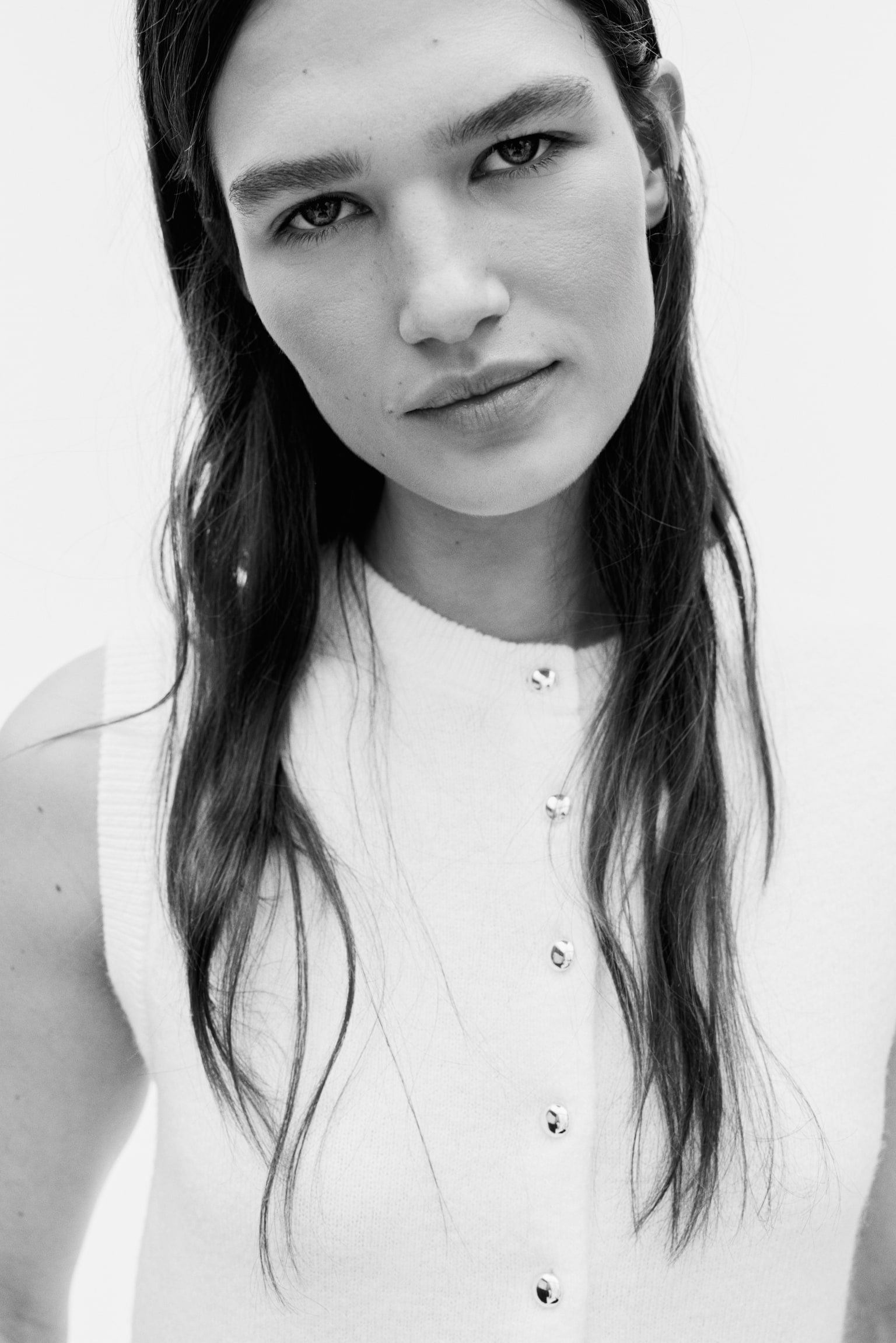 Knitted waistcoat - White/Light turquoise marl/Dark grey marl - 3