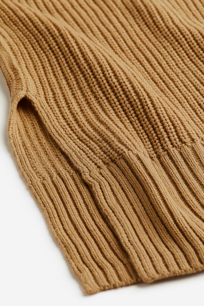 Rib-knit sweater vest - Dark beige - 3