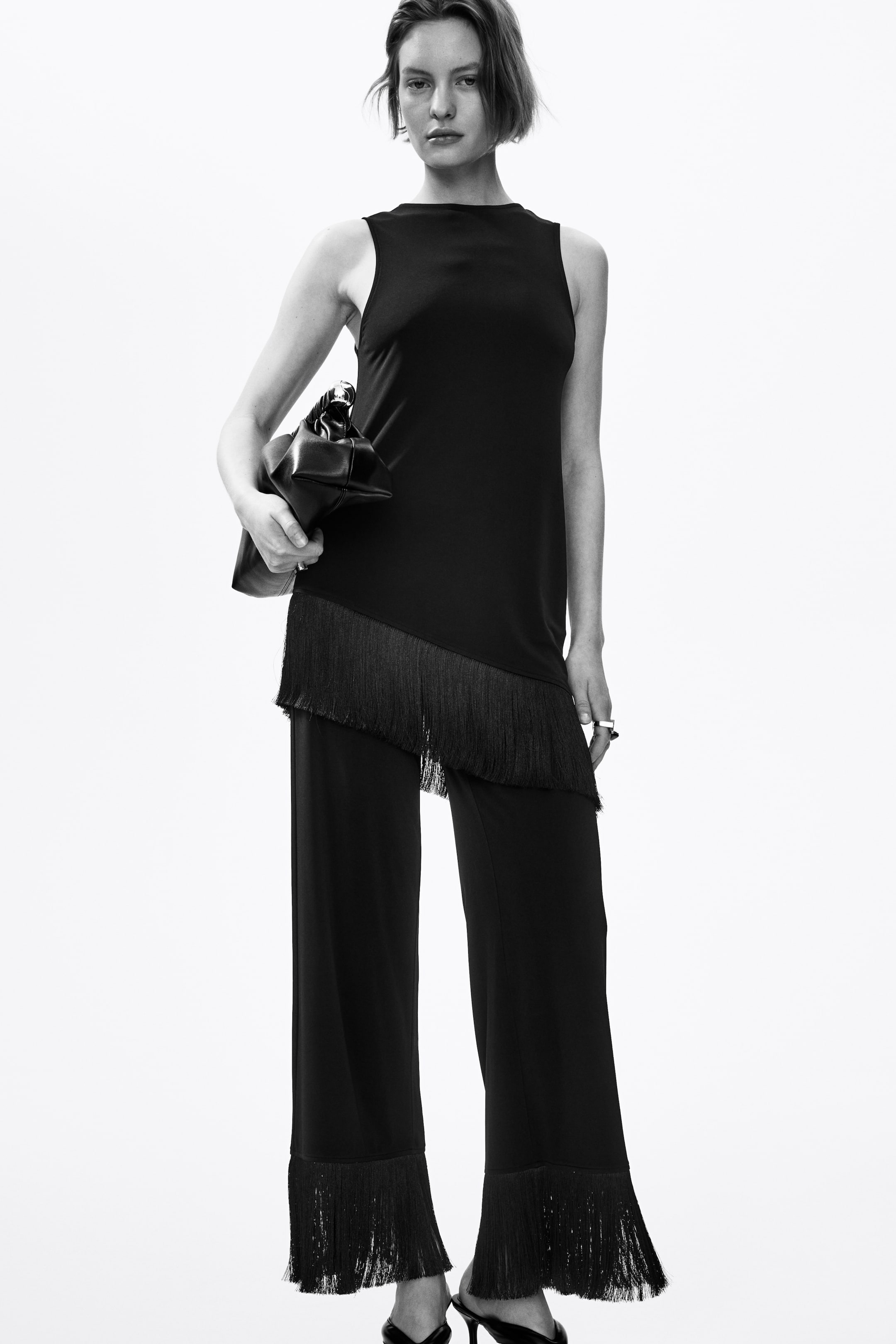 Asymmetric Fringe-Trimmed Top