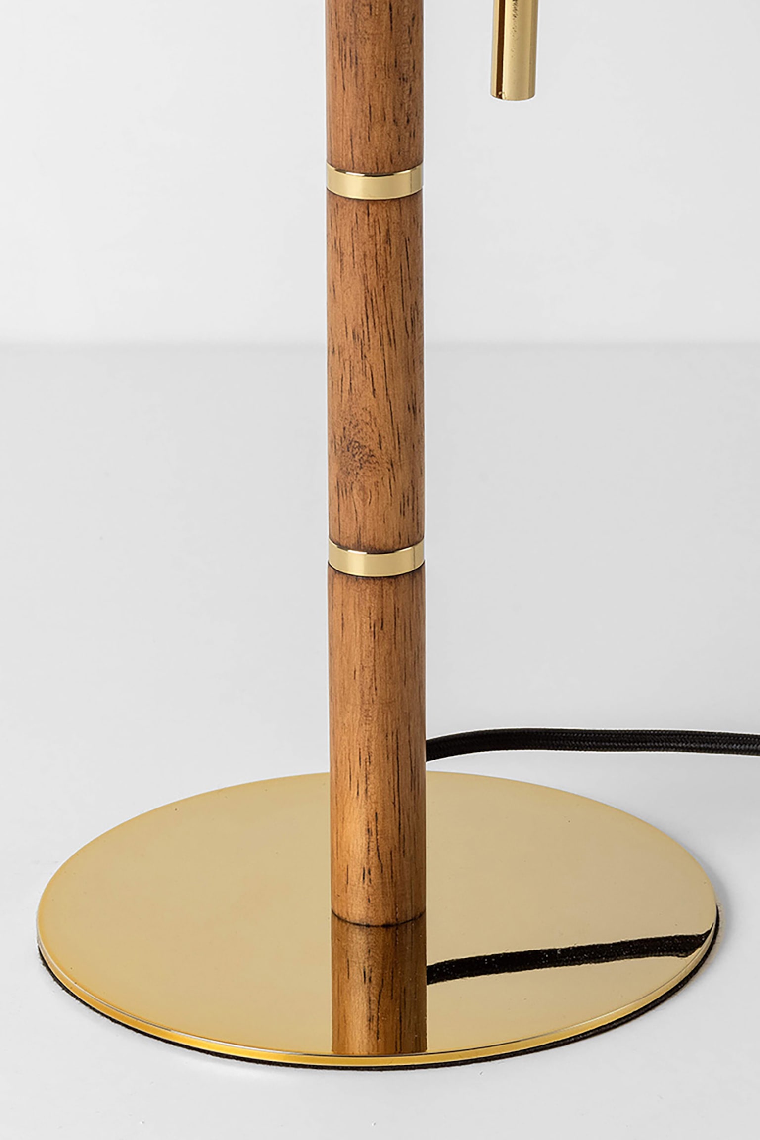 Wooden And Brass Disk Table Lamp - Brass and Wood - 4