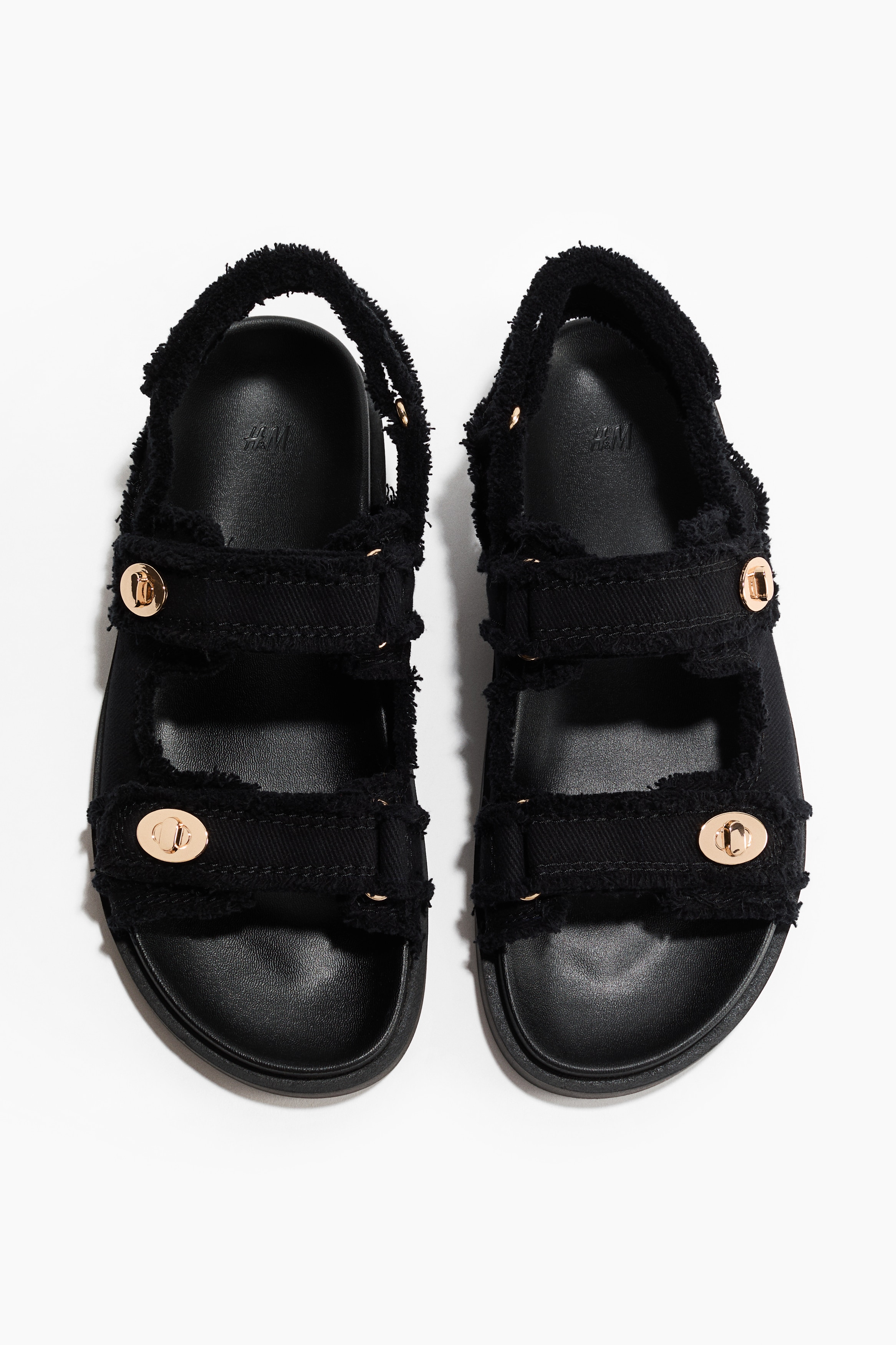 Cotton twill sandals - Black/Light beige