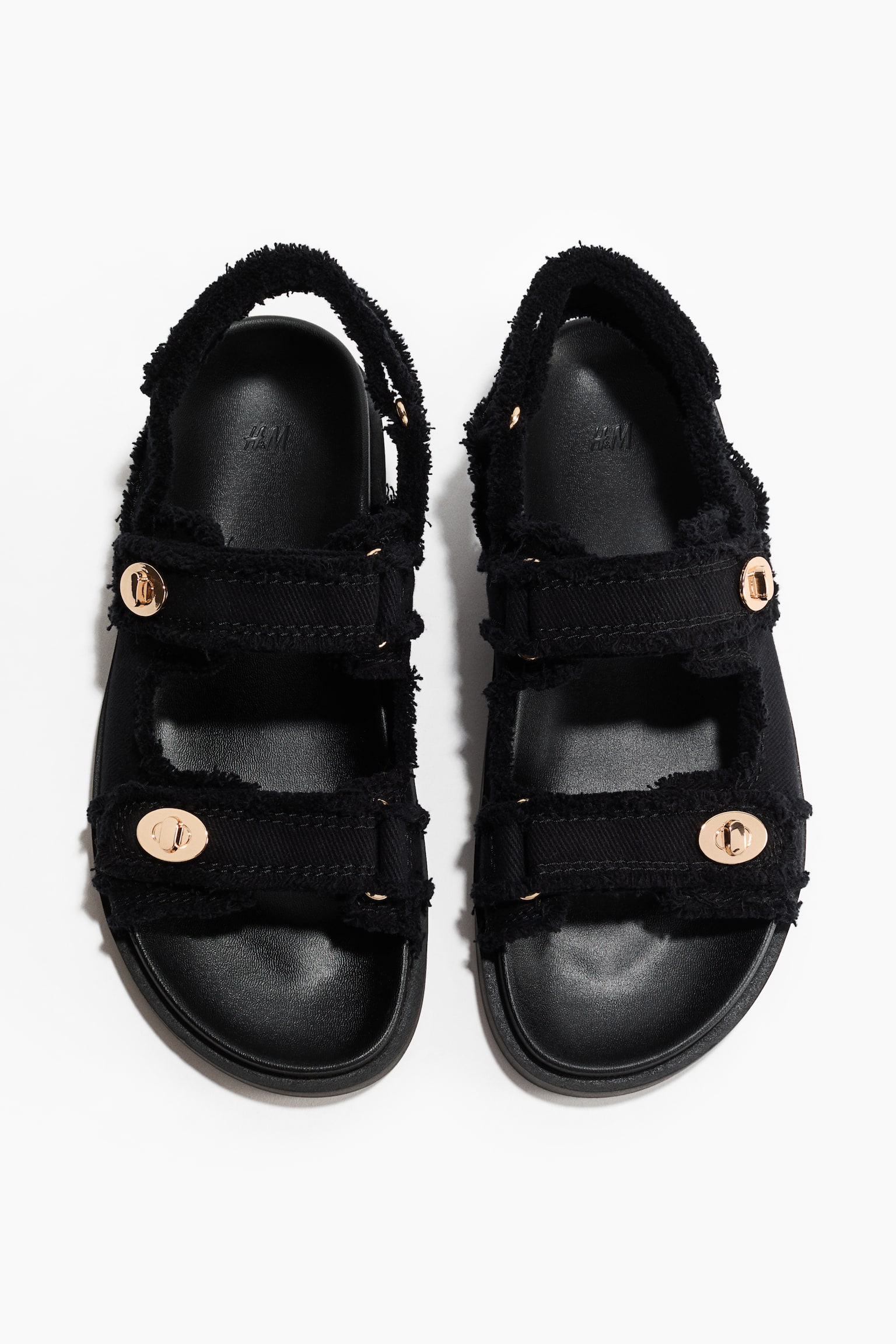 Sandalias en sarga de algodón - Negro/Beige claro