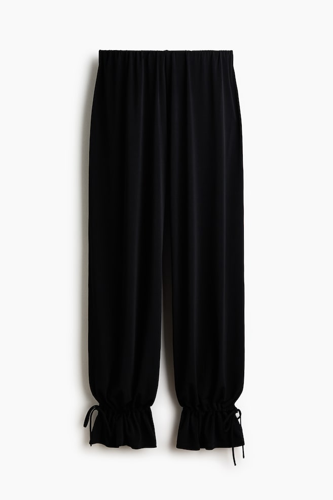 Tie-detail balloon trousers - Black/Dark khaki green - 1