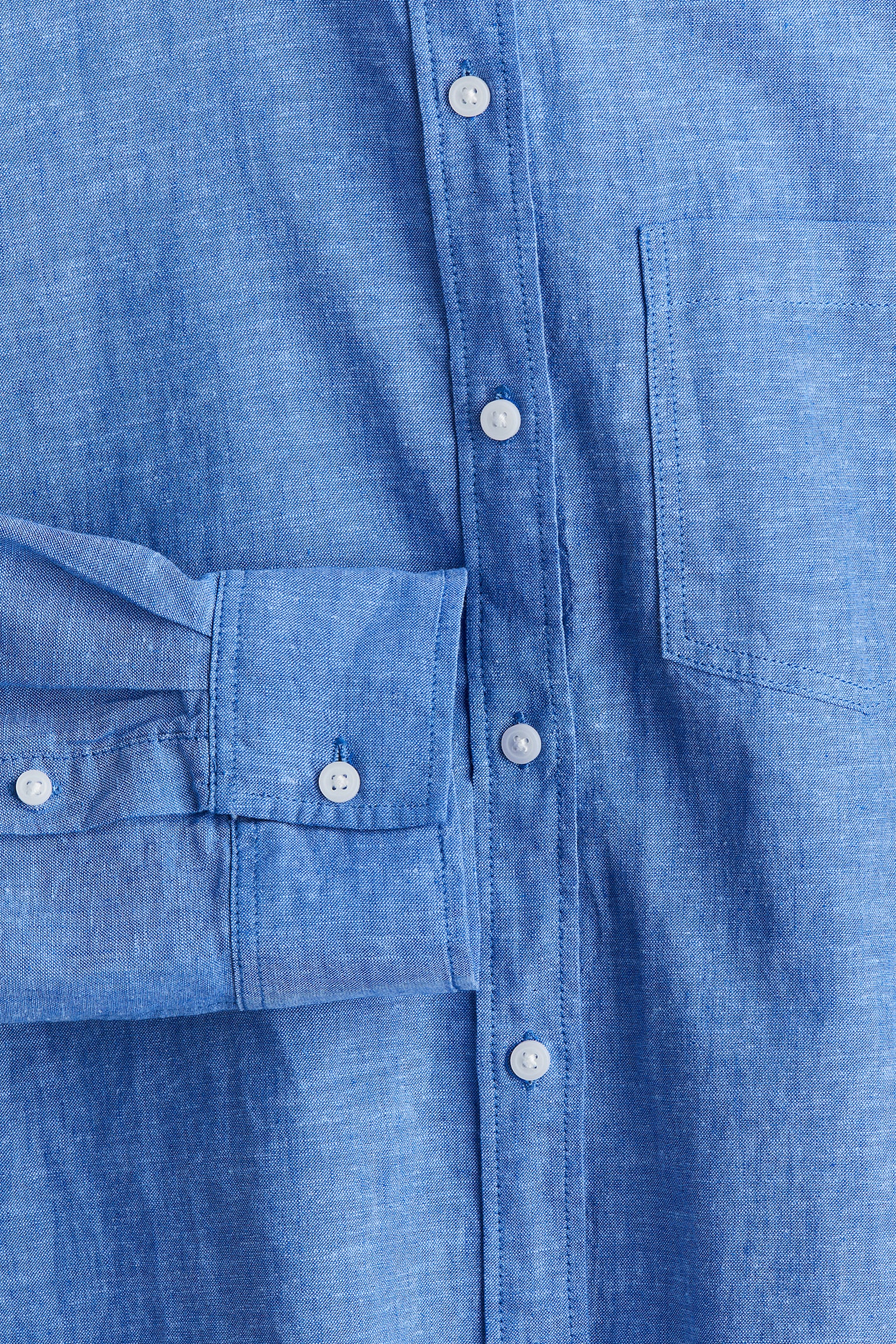 Linen Blend Shirt - Blue/Yellow/Stripe/White/Light blue/Light beige/Khaki green/Bright blue/Black/Blue/White stripe - 4