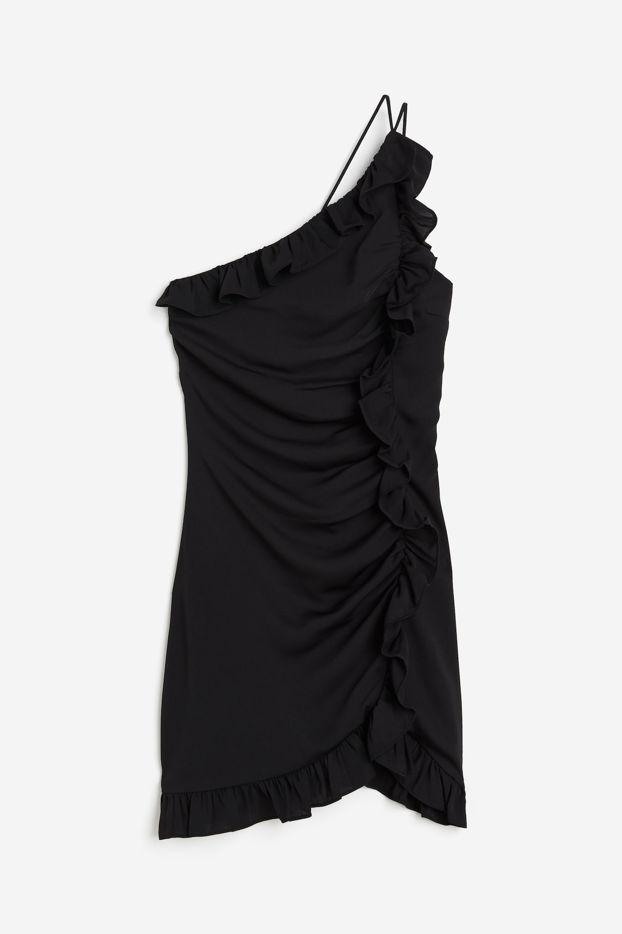 open lace back dress High Low One shoulder Ruffle Dress – The Dress Outlet main image 0