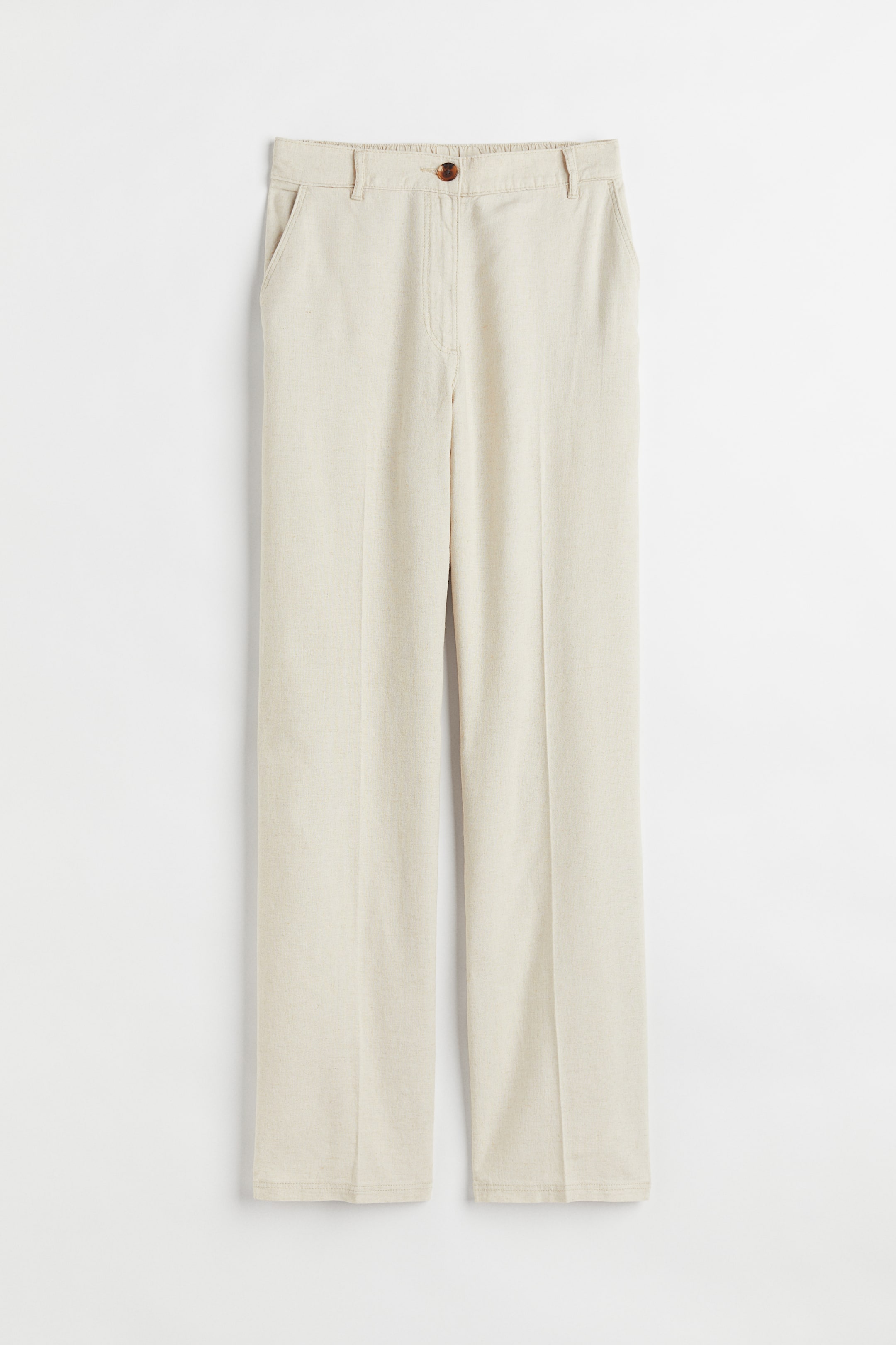 Xem ảnh lớn hơn: Quần dài linen pha dáng suông - Màu be nhạt - Ladies | H&M VN 1