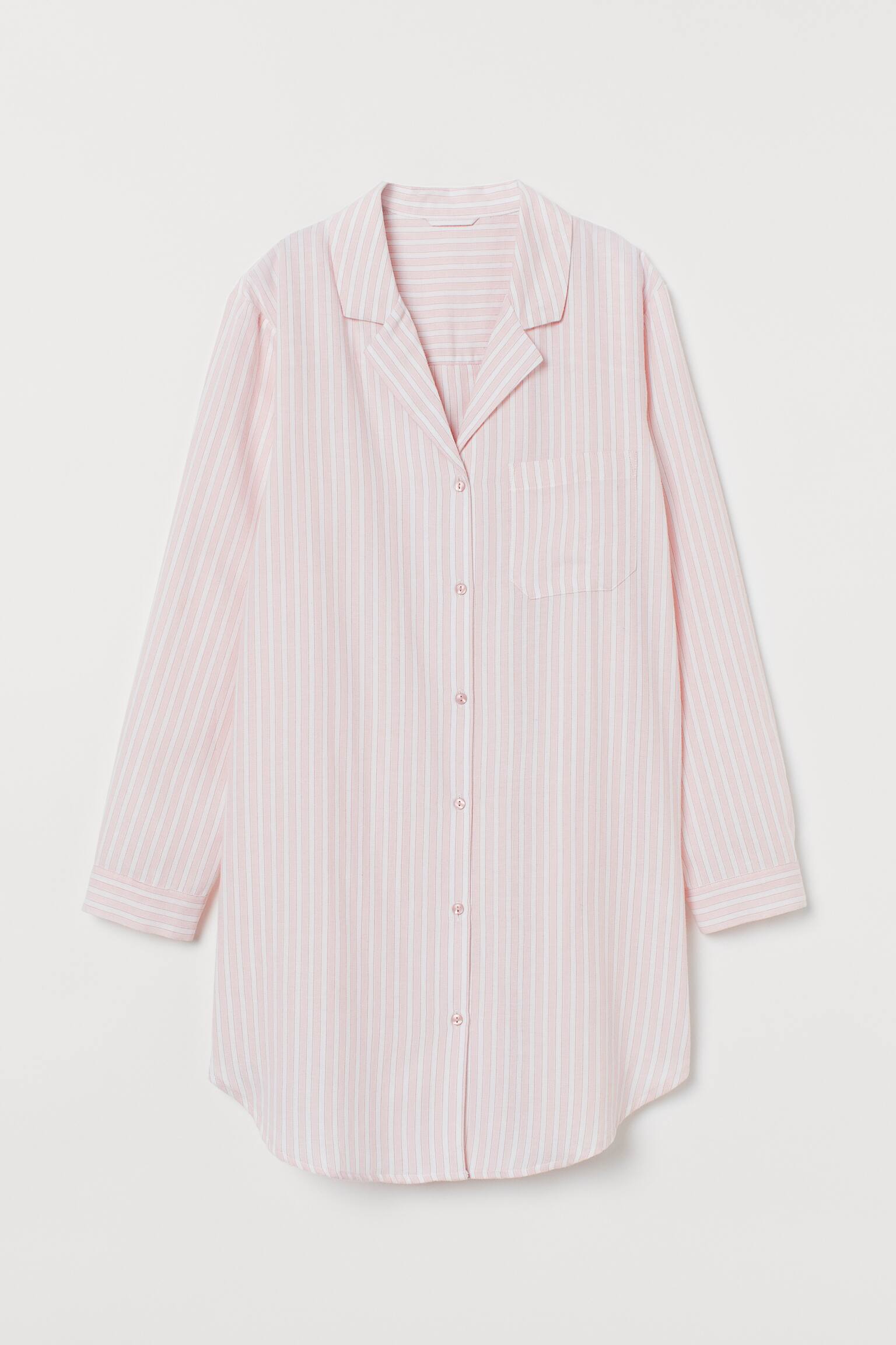 Camicia da notte in flanella - Rosa chiaro/righe