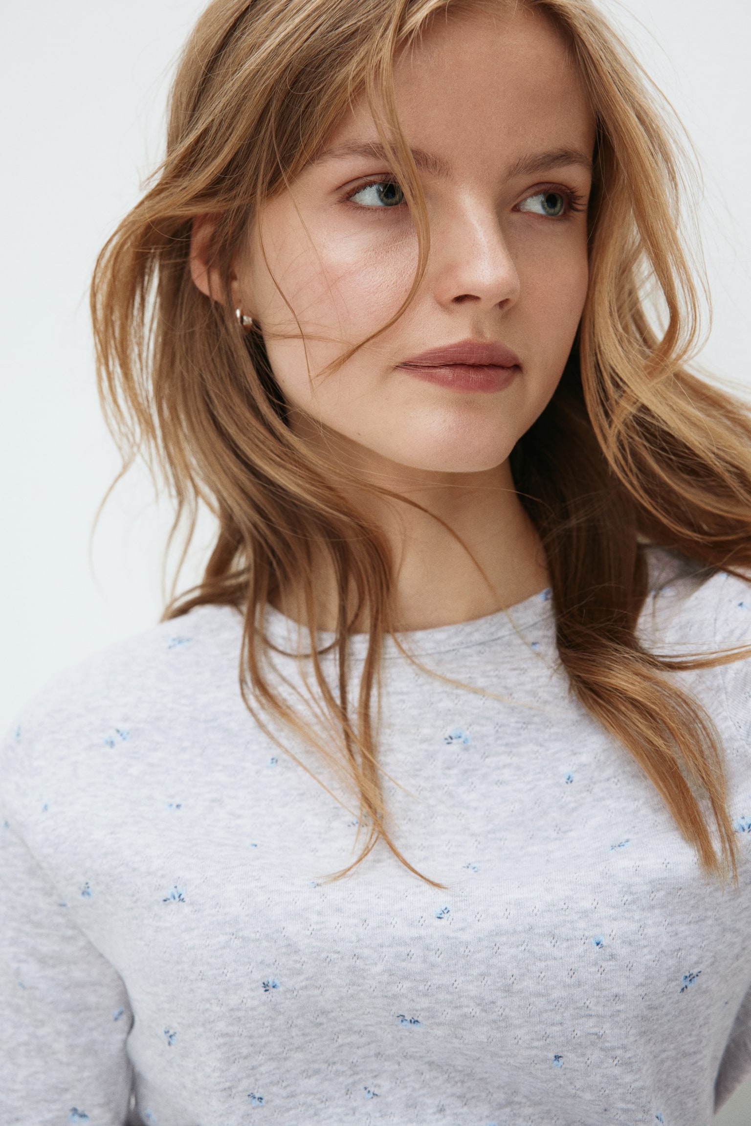 MAMA Pidžama od rupičastog žerseja - Sivi lapor/cvetni dezen/Crna - 6