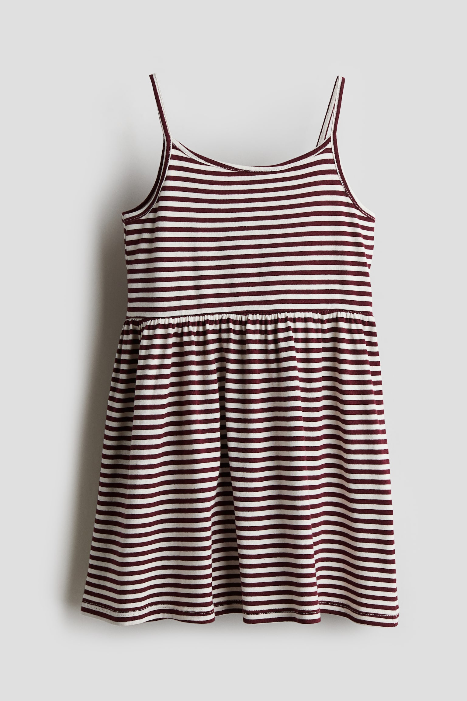 Cotton jersey strappy dress - Dark red/Striped/Light green/Striped/Pink - 1