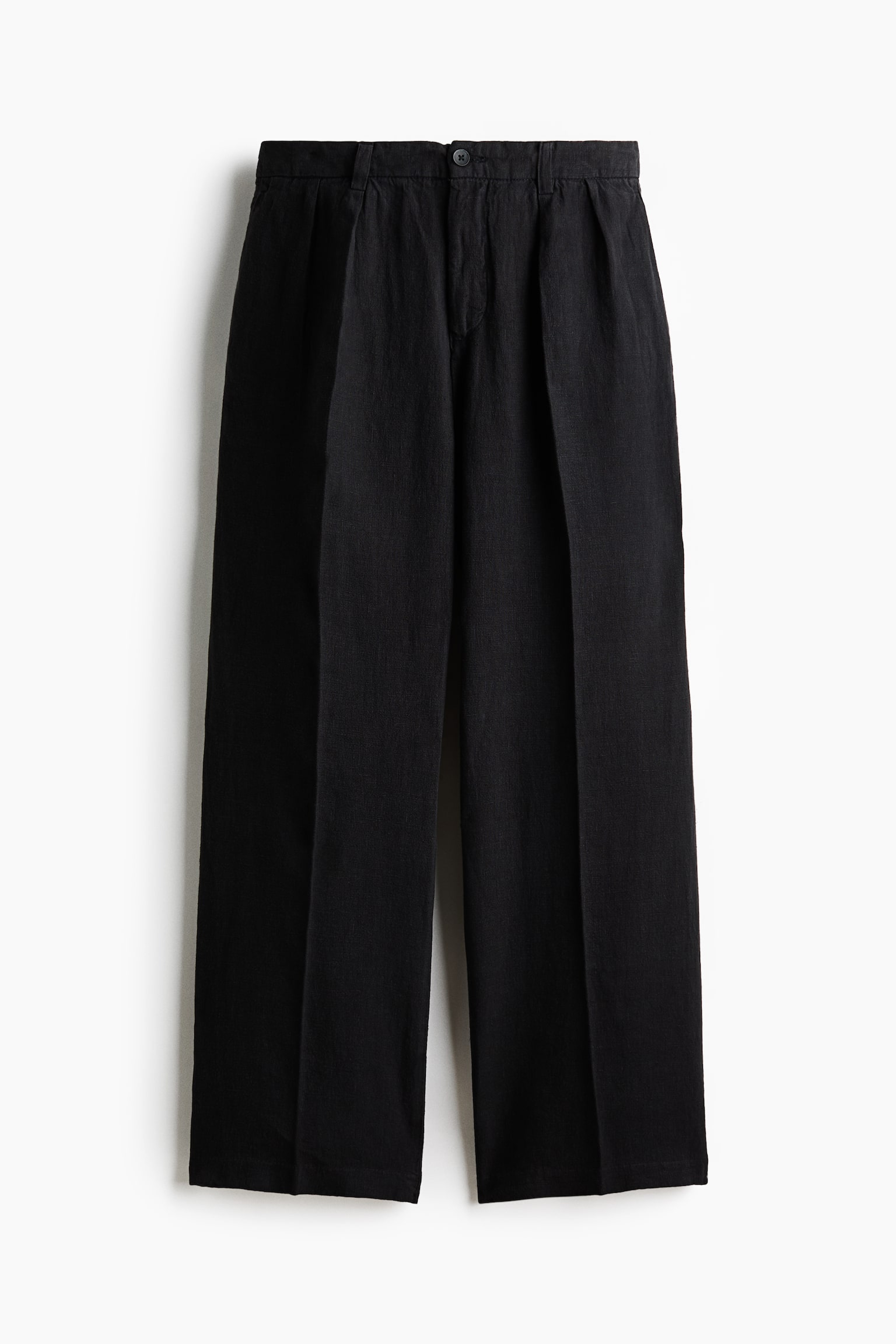 Wijde linnen broek Loose Fit - Zwart/Ivoorwit - 1