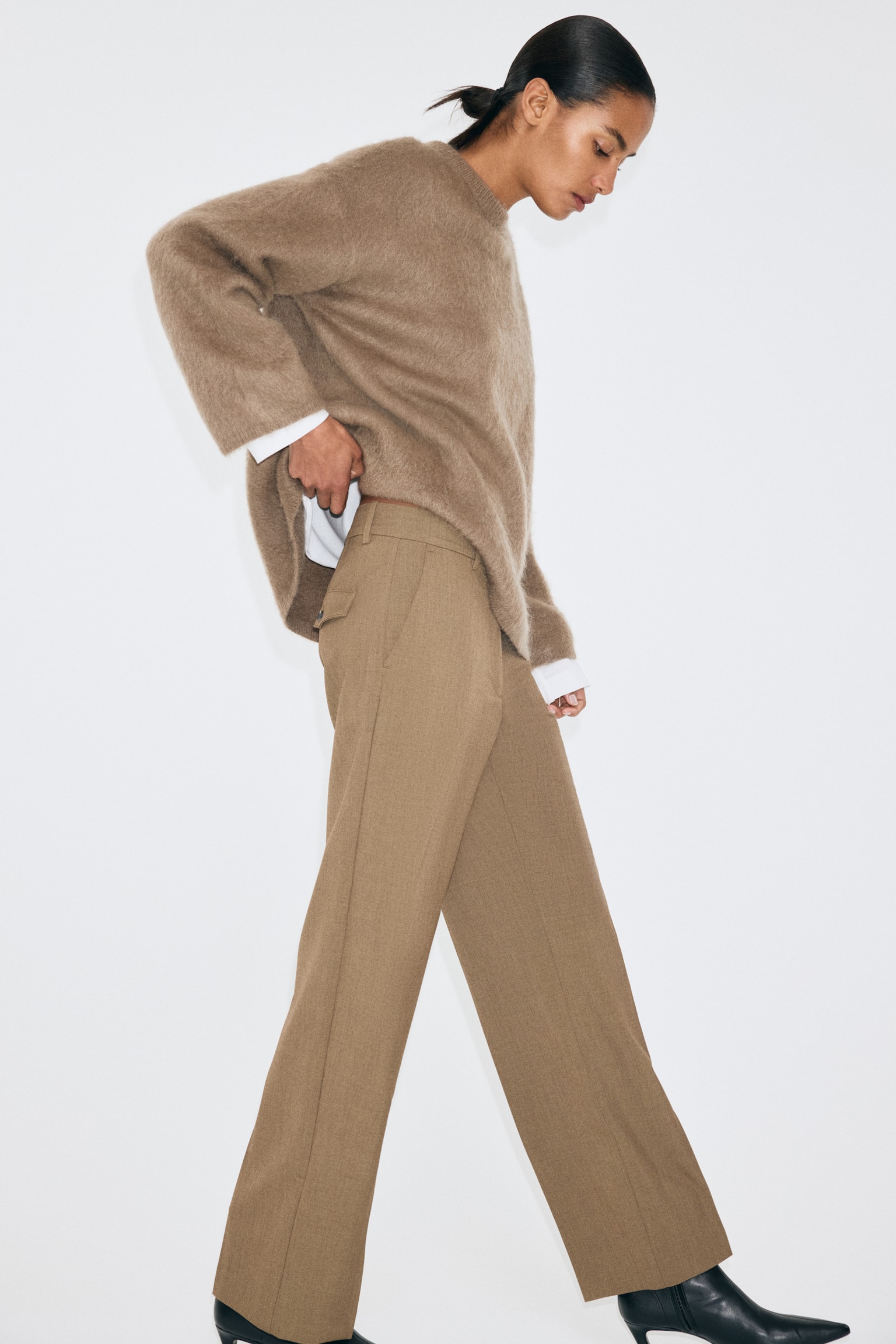 Pantalón sastre - Verde caqui oscuro/Gris jaspeado - 4