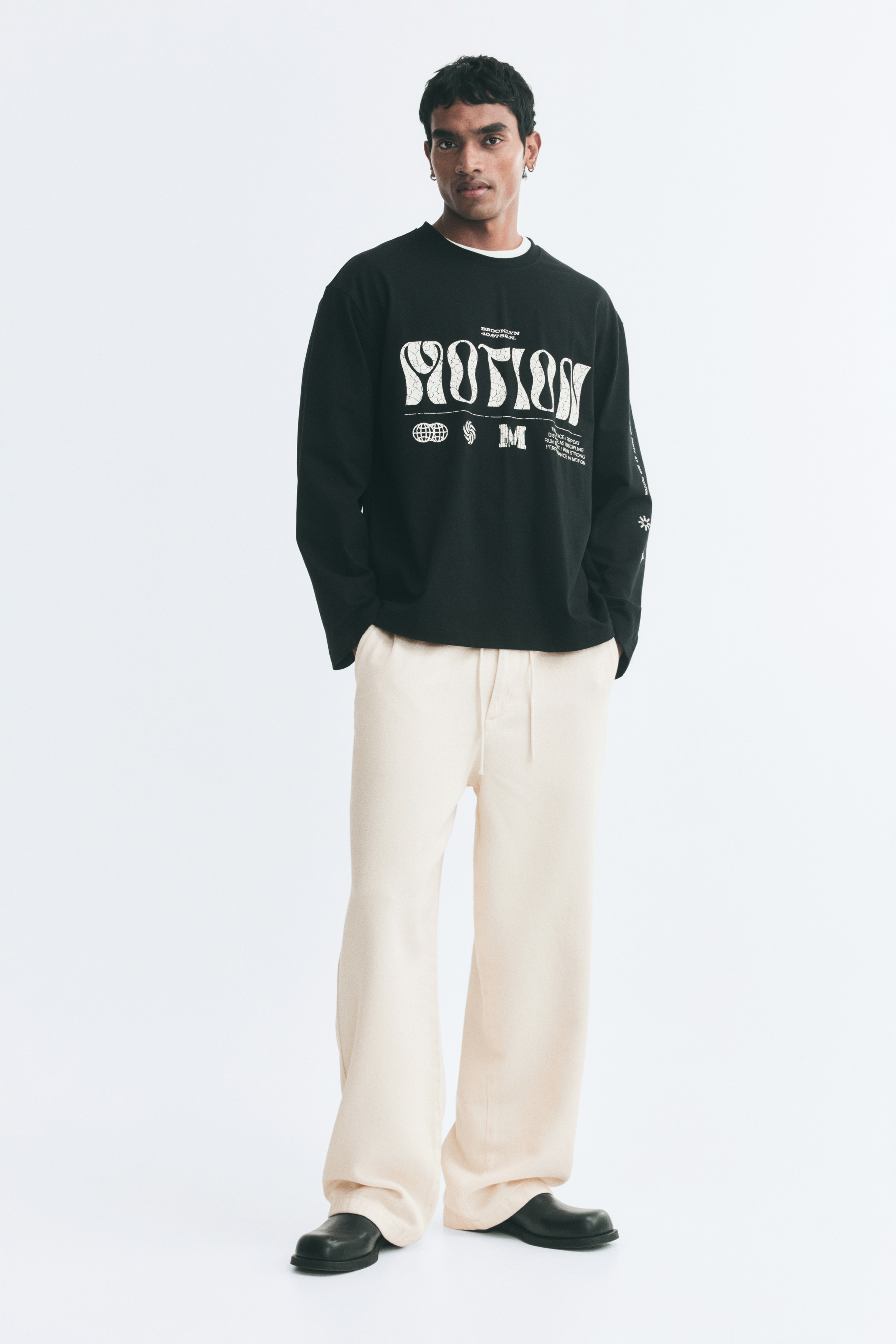 Relaxed Fit Denim trousers - Light beige/Light blue