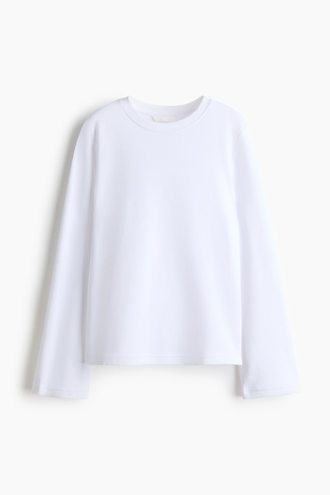 Long-sleeved jersey top - White/Cream/Burgundy striped/Navy blue - 1